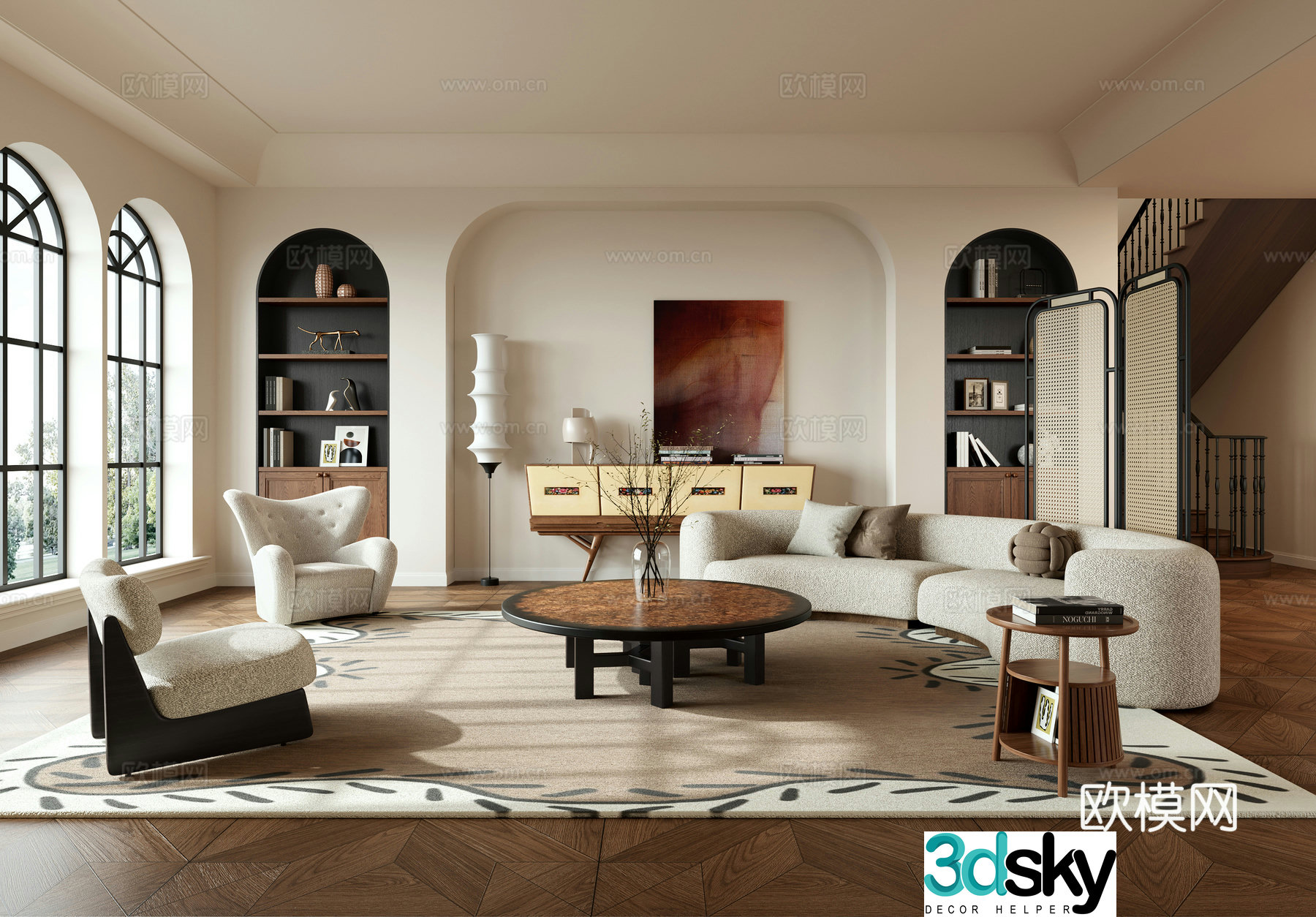 Middle-aged living room 3d model