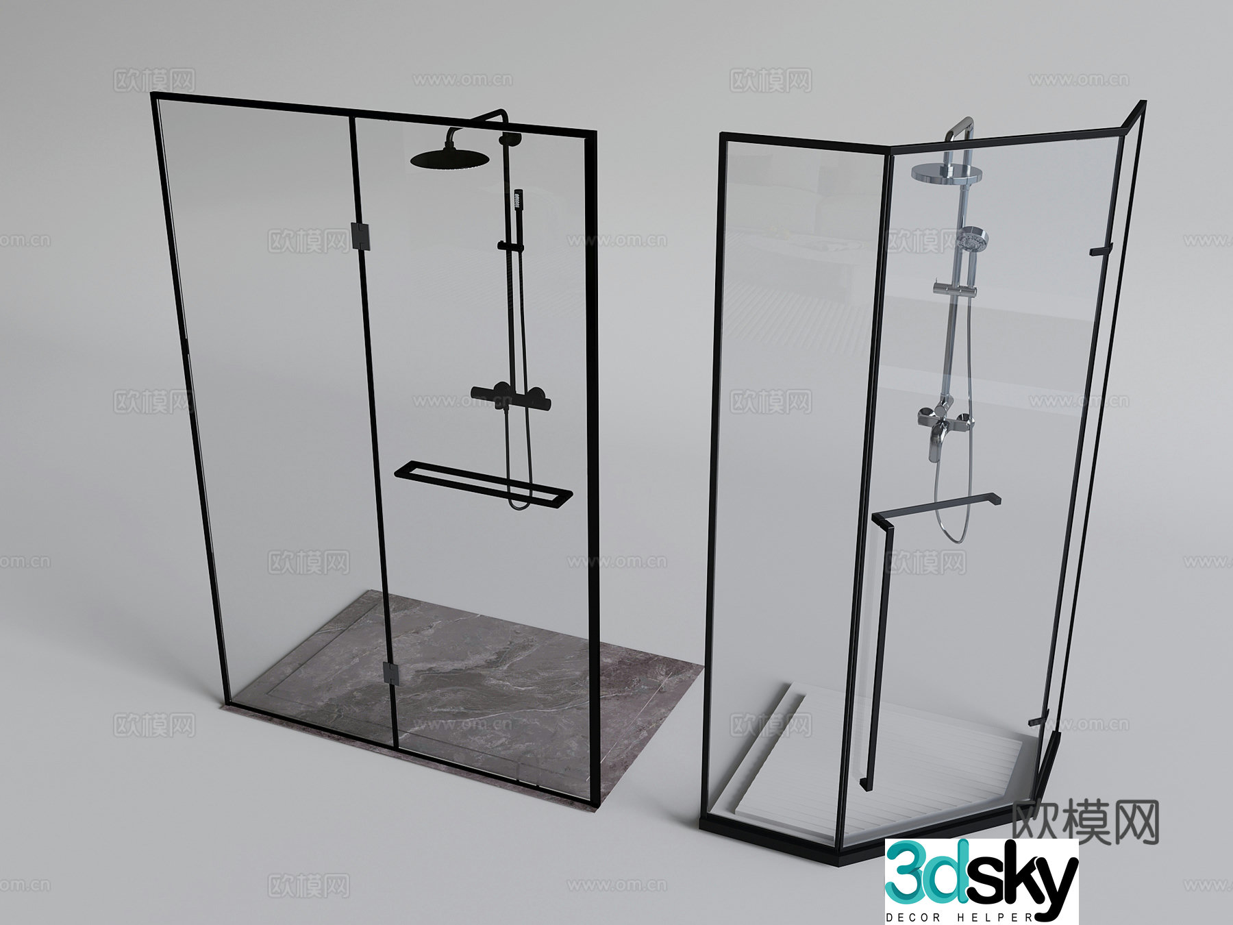 Glass shower room shower room shower room 3d model