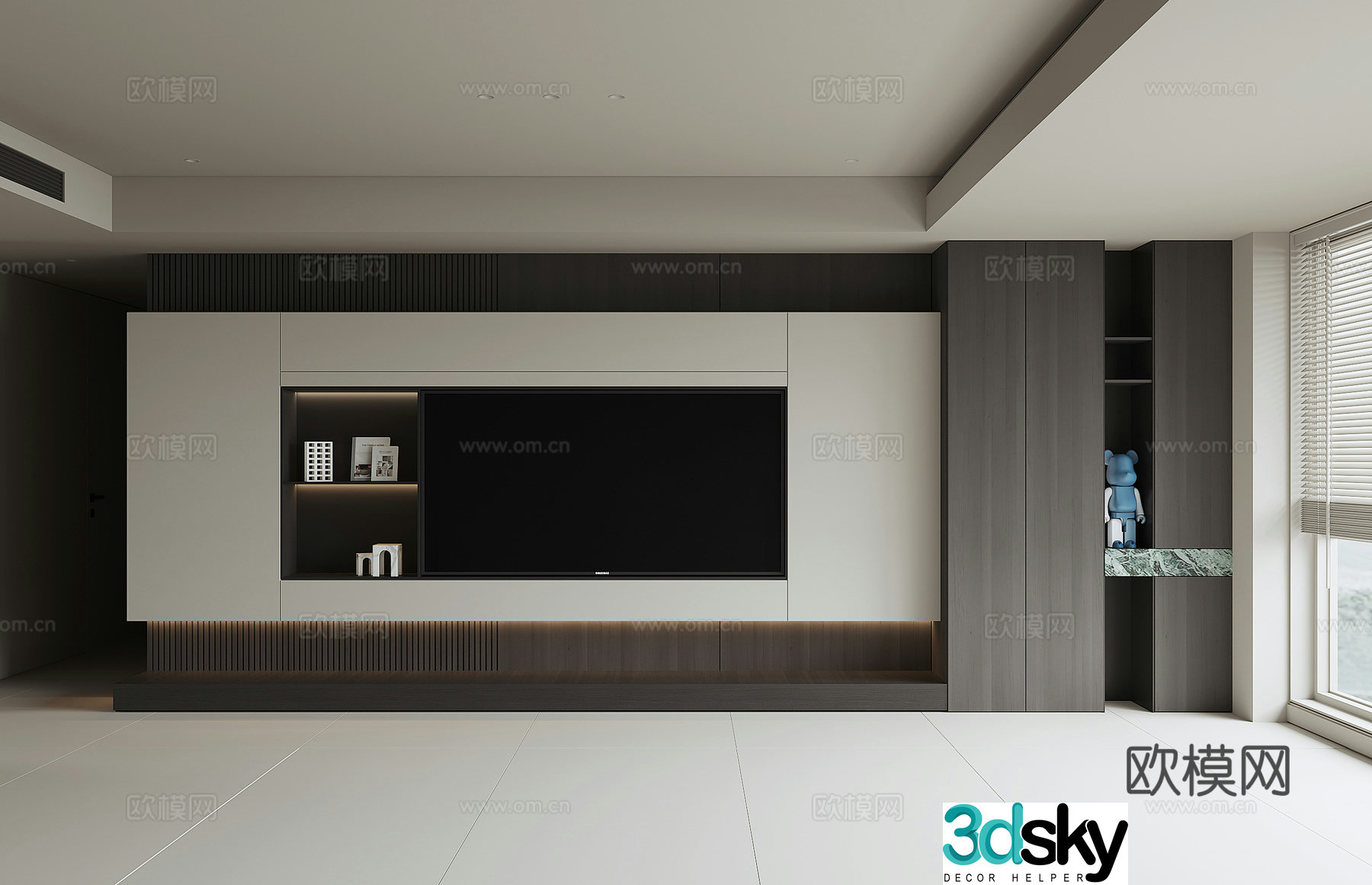 Italian TV background wall 3d model