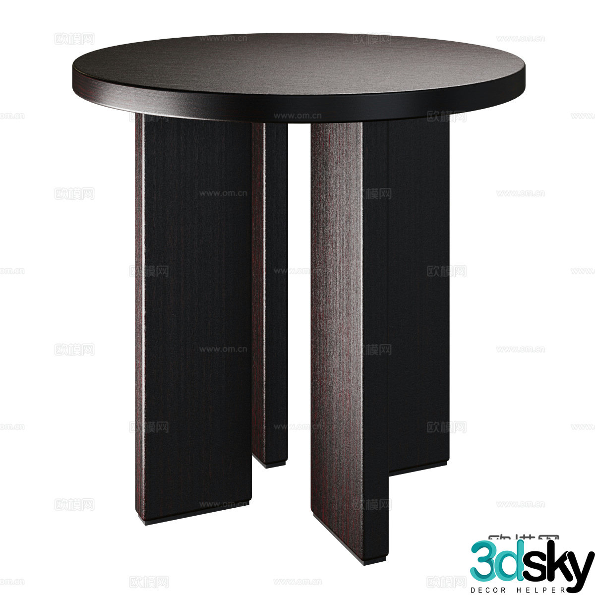 Nordic simple corner table wooden round table side table 3D model