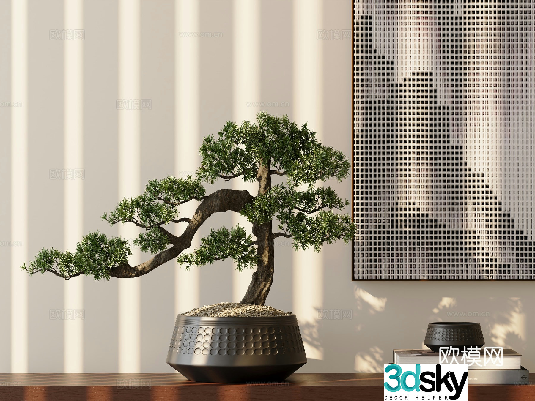 New Chinese-style pine potted plant 3D model