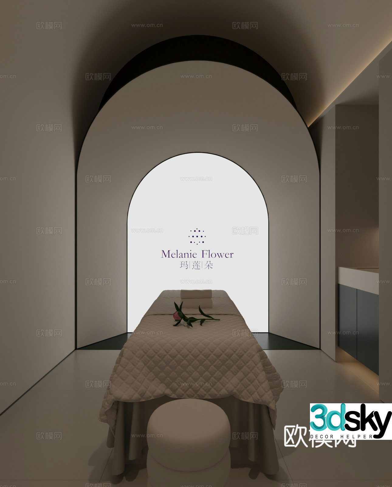 Cream style spa bath center 3d model