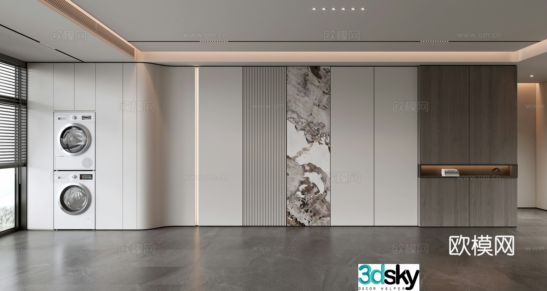 Light luxury background wall balcony cabinet sofa background wall 3d model
