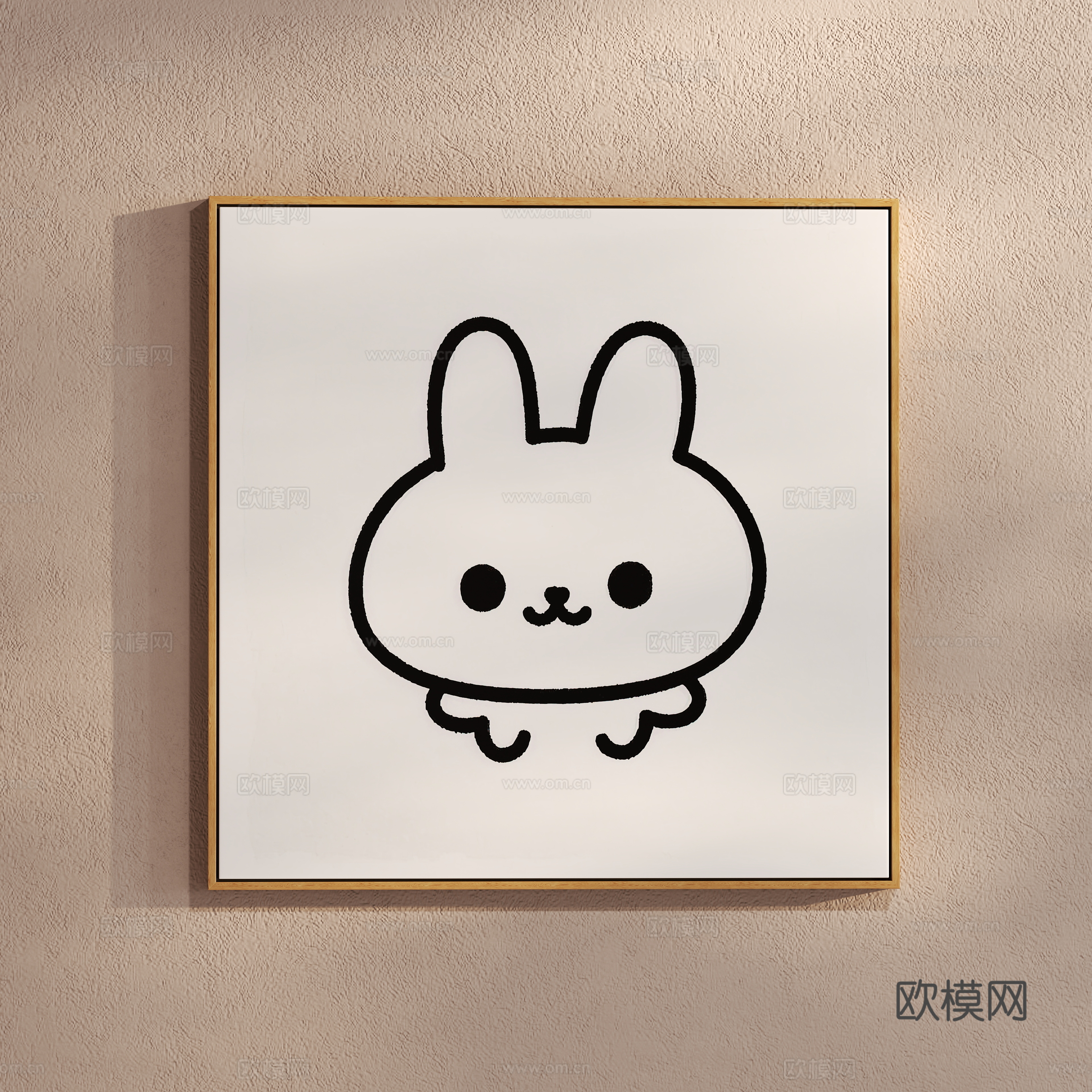 Creamy style rabbit hanging painting children hanging painting simple drawing 3d model