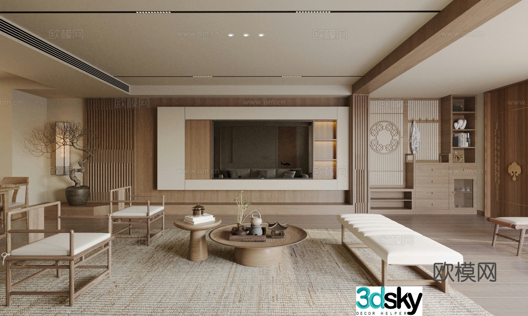 New Chinese living room Song’s aesthetic 3D model