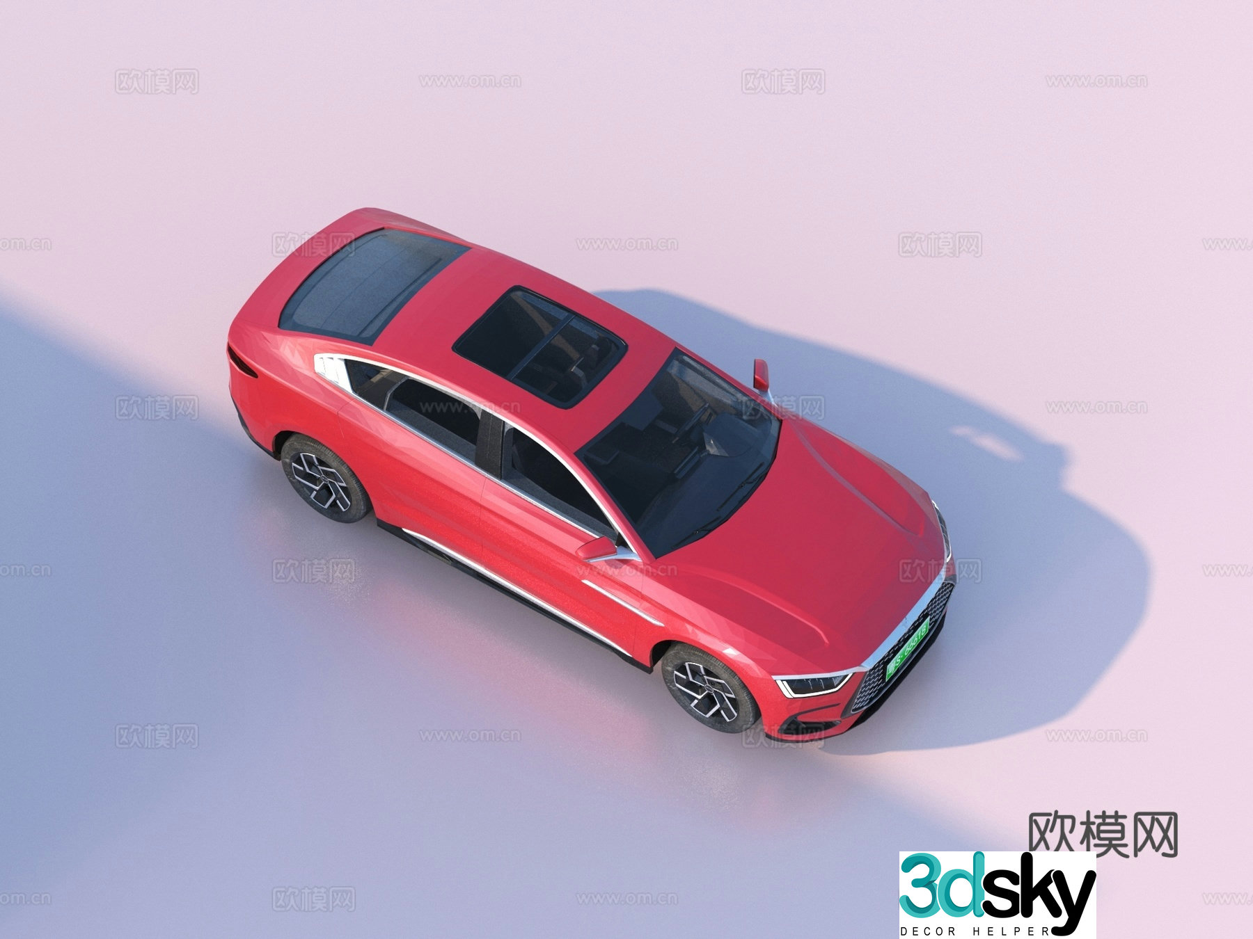 Red car BYD Han Car 3D Model