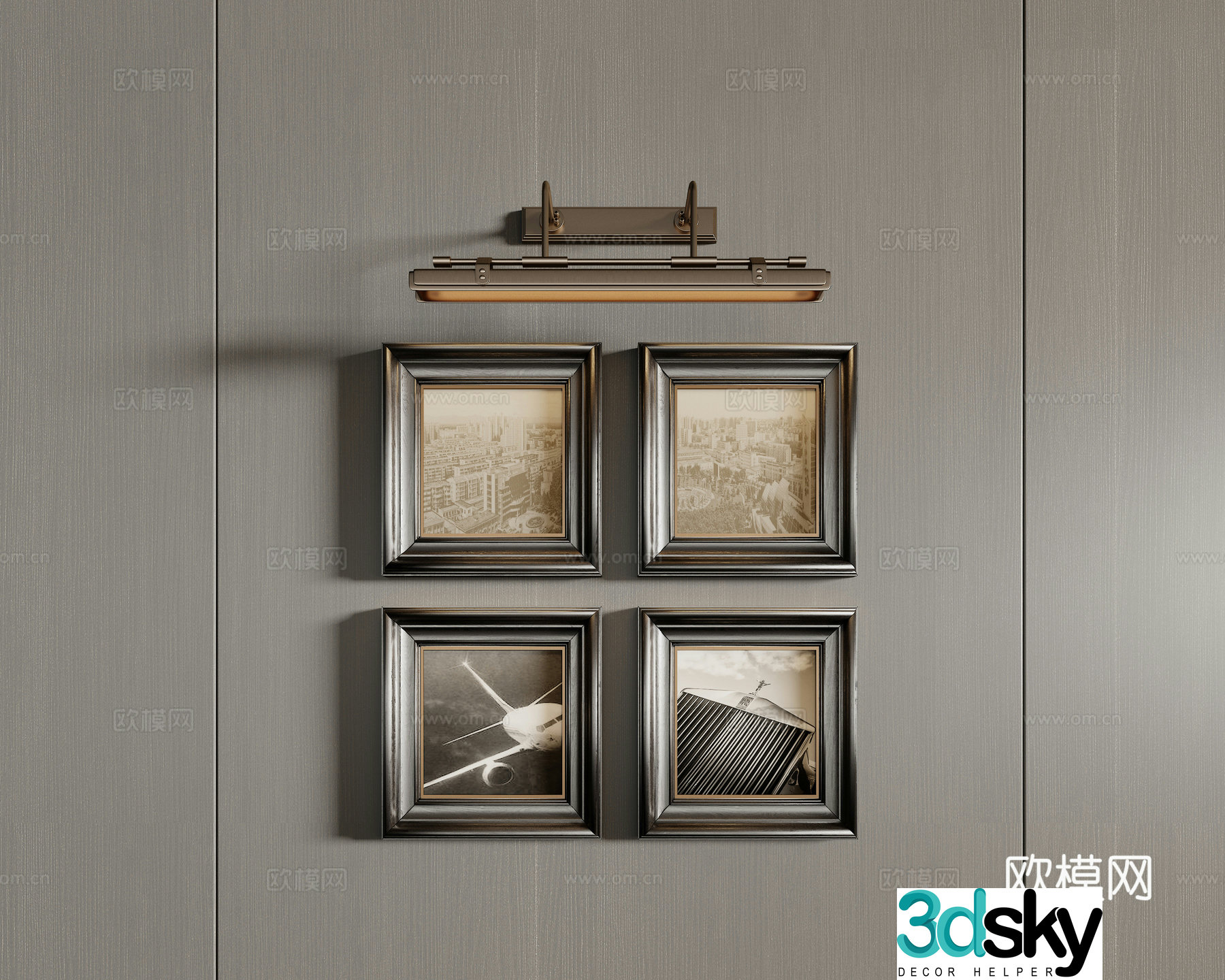 Advanced gray abstract hanging paintings black and white hanging paintings decorative paintings combined paintings 3D model