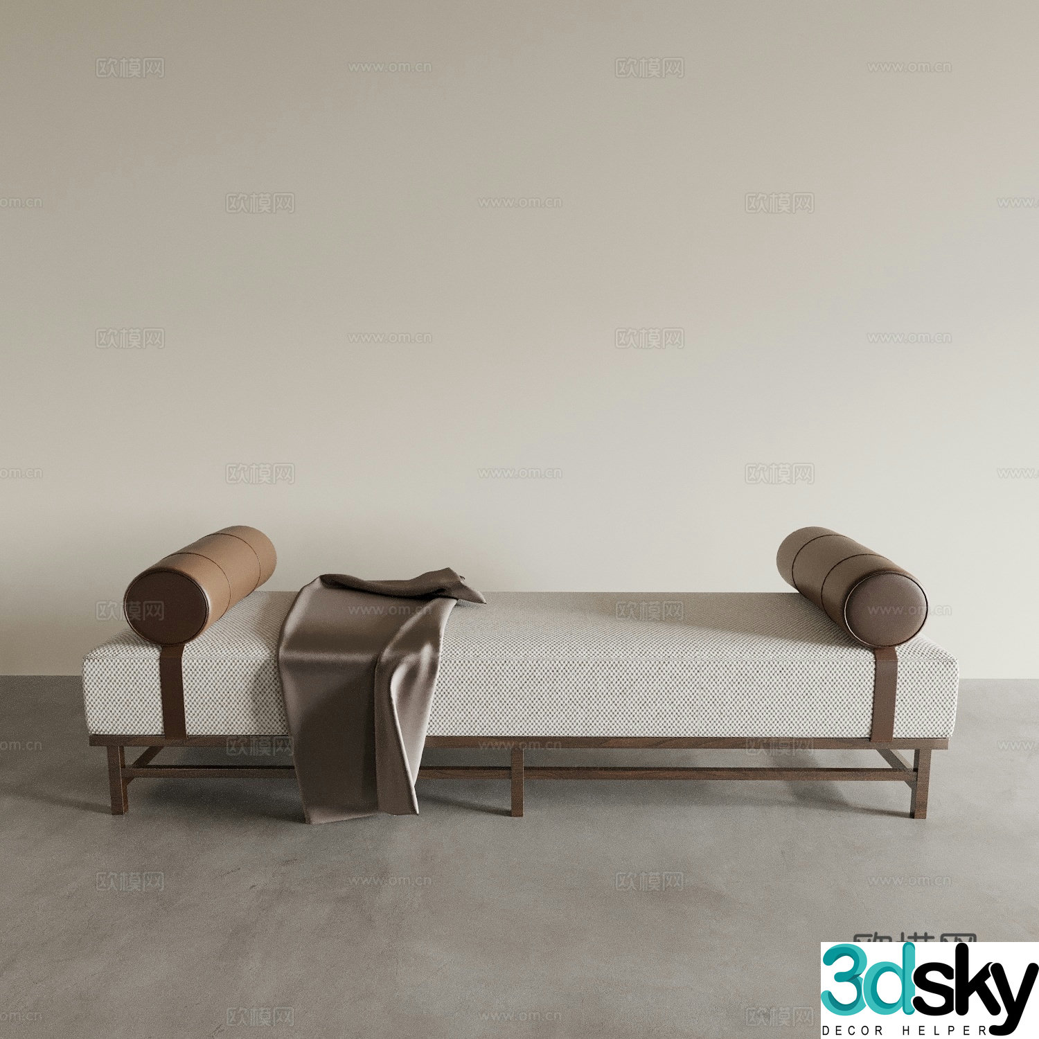 New Chinese style bed couch foot couch tail stool sofa stool bench 3d model
