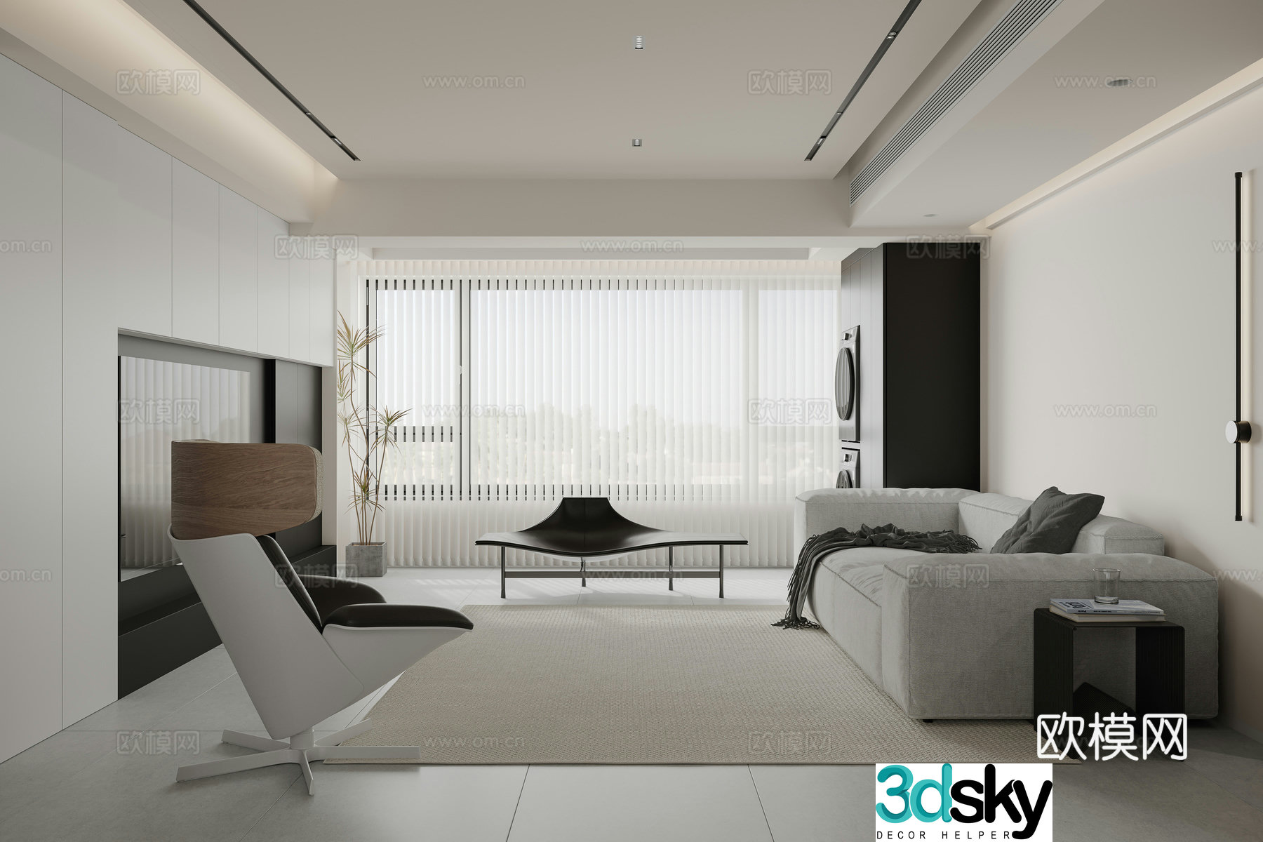 Advanced gray living room 3d model