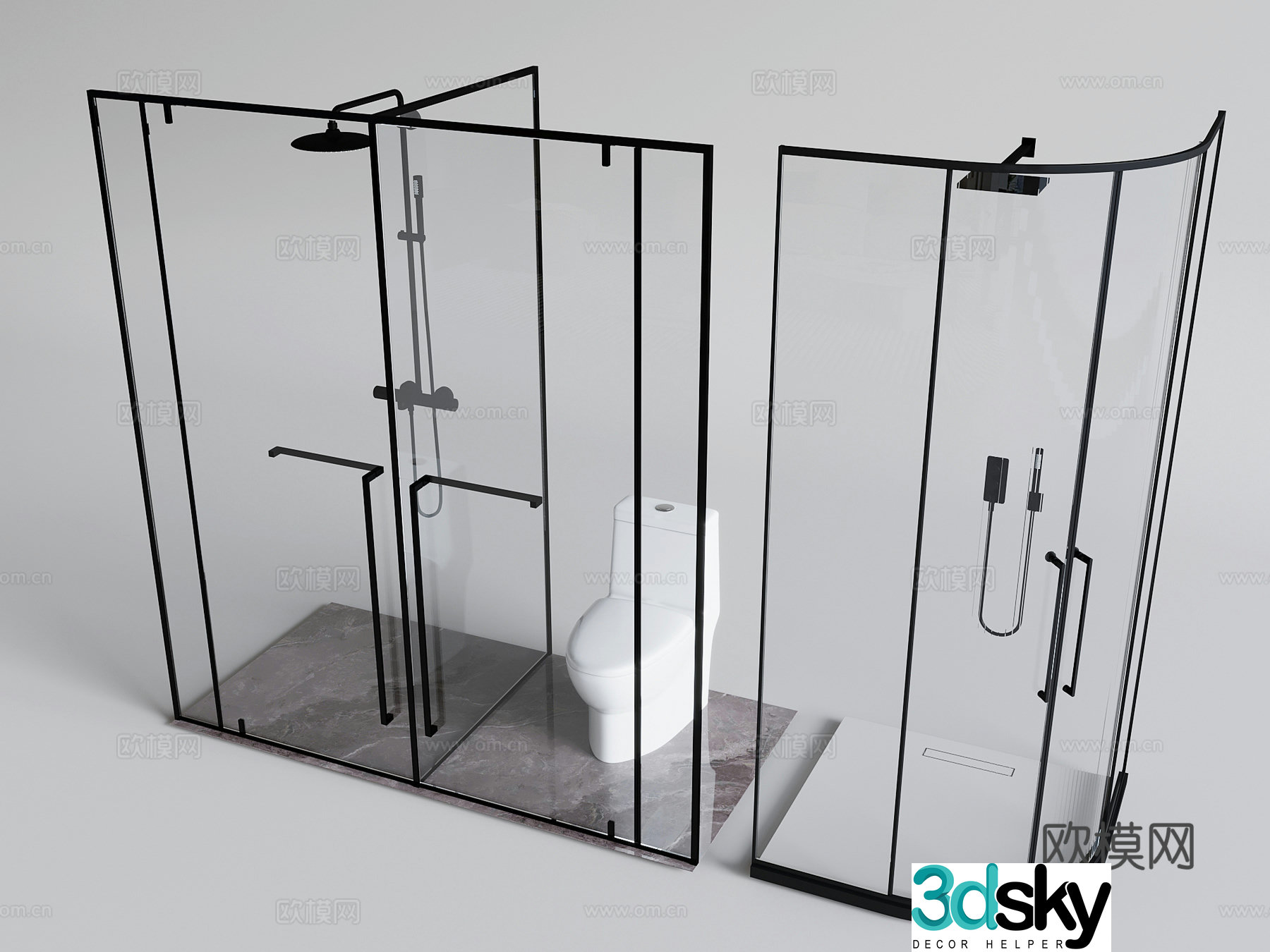 Glass Shower Shower Shower Arc Shower 3D Model
