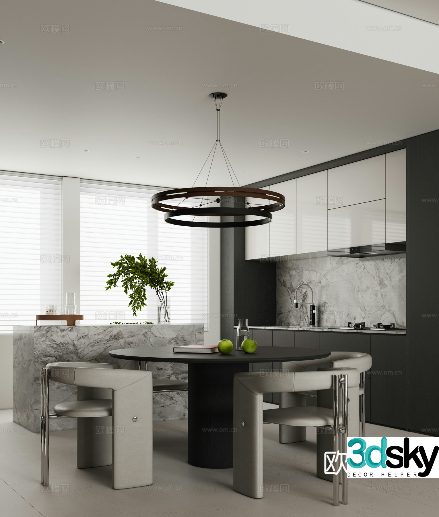 Premium gray restaurant 3d model