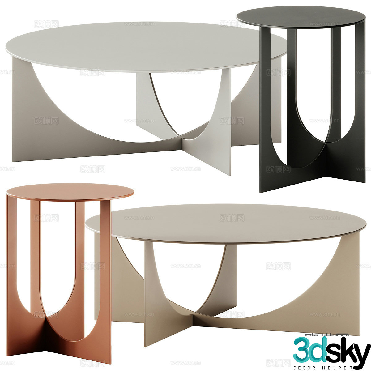Simple coffee table mother-child coffee table 3D model