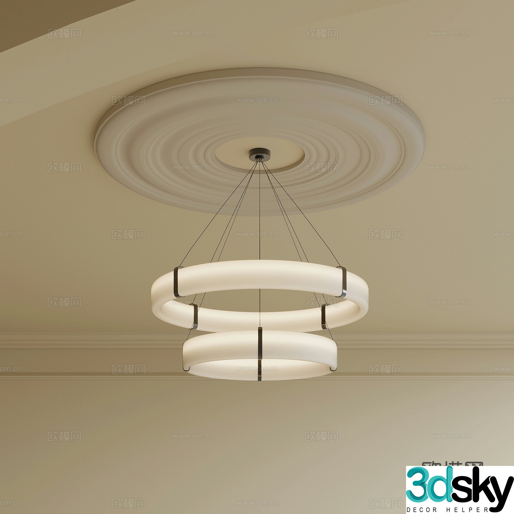 Creamy Chandelier Art Chandelier 3d Model