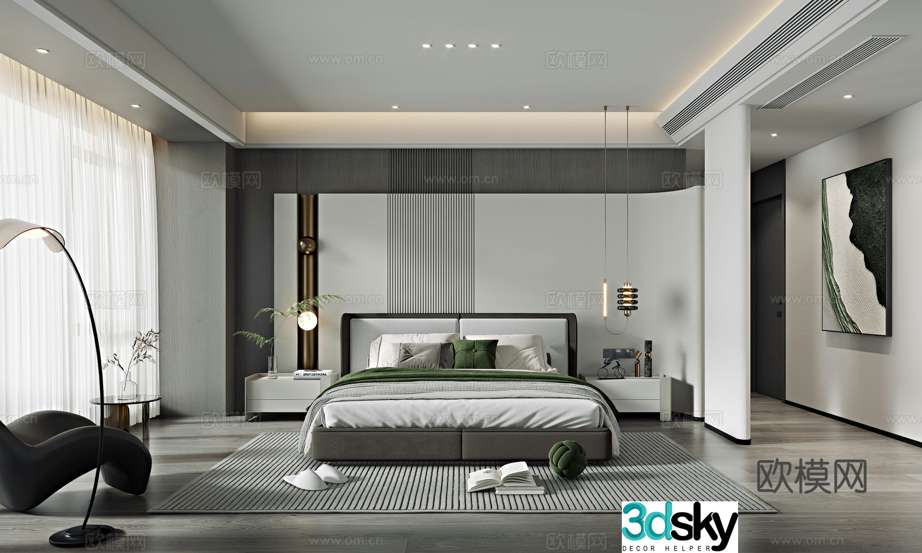 Modern bedroom master bedroom 3d model