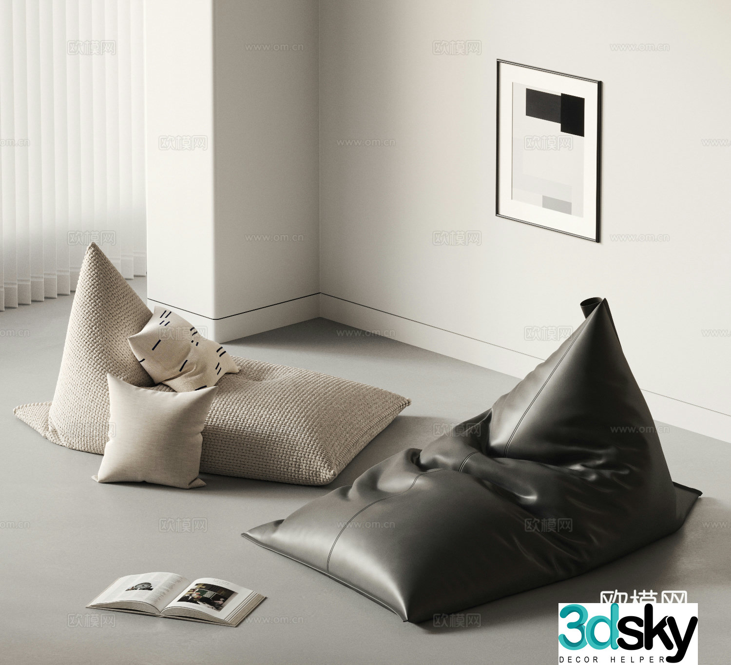 Modern lazy sofa Beanbag sofa 3d model