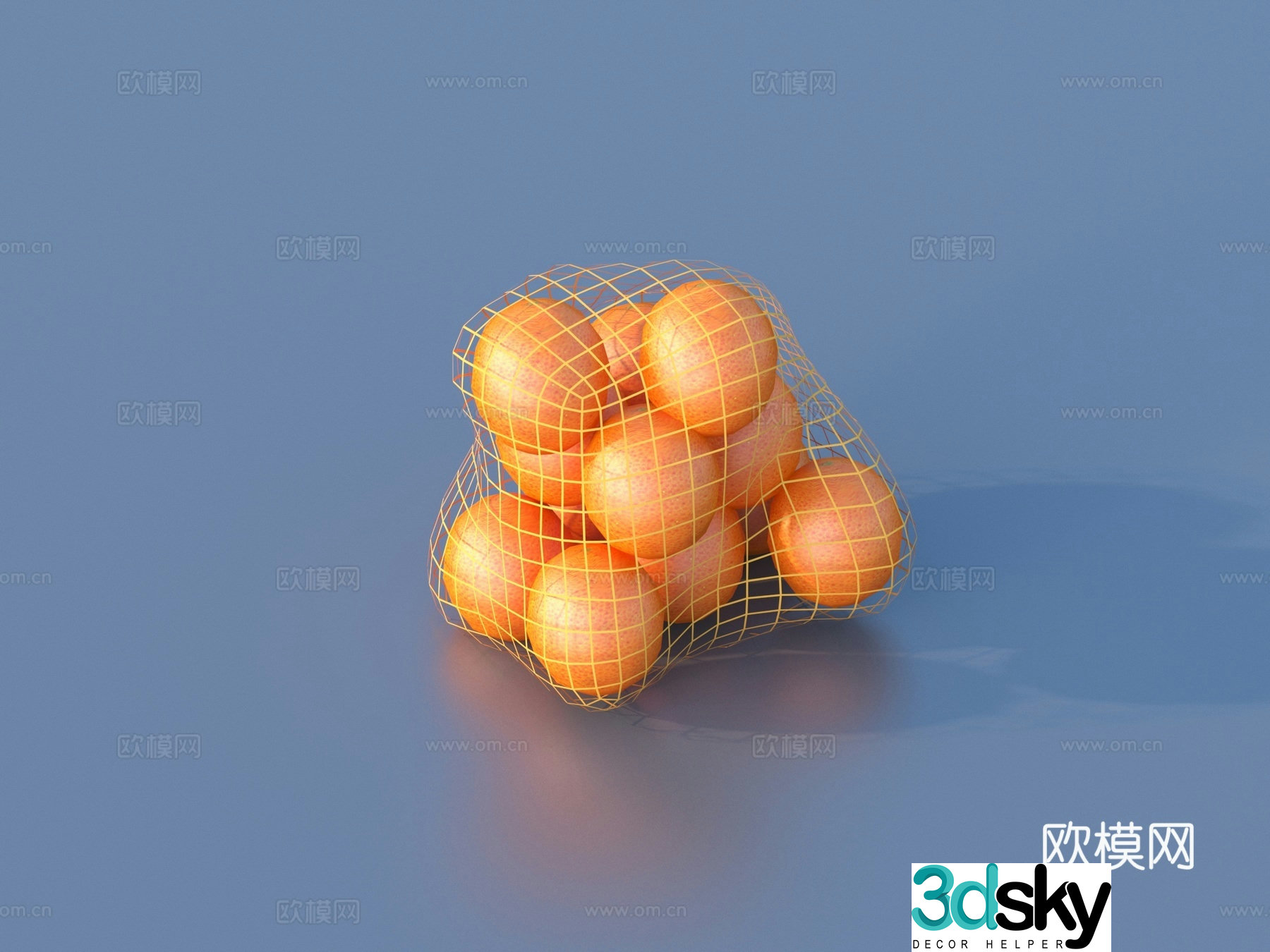 orange packaged fruit bagged fruit 3d model