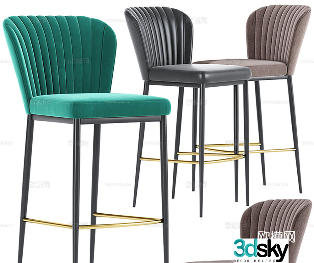 Modern bar stool chair single chair chair 3D model