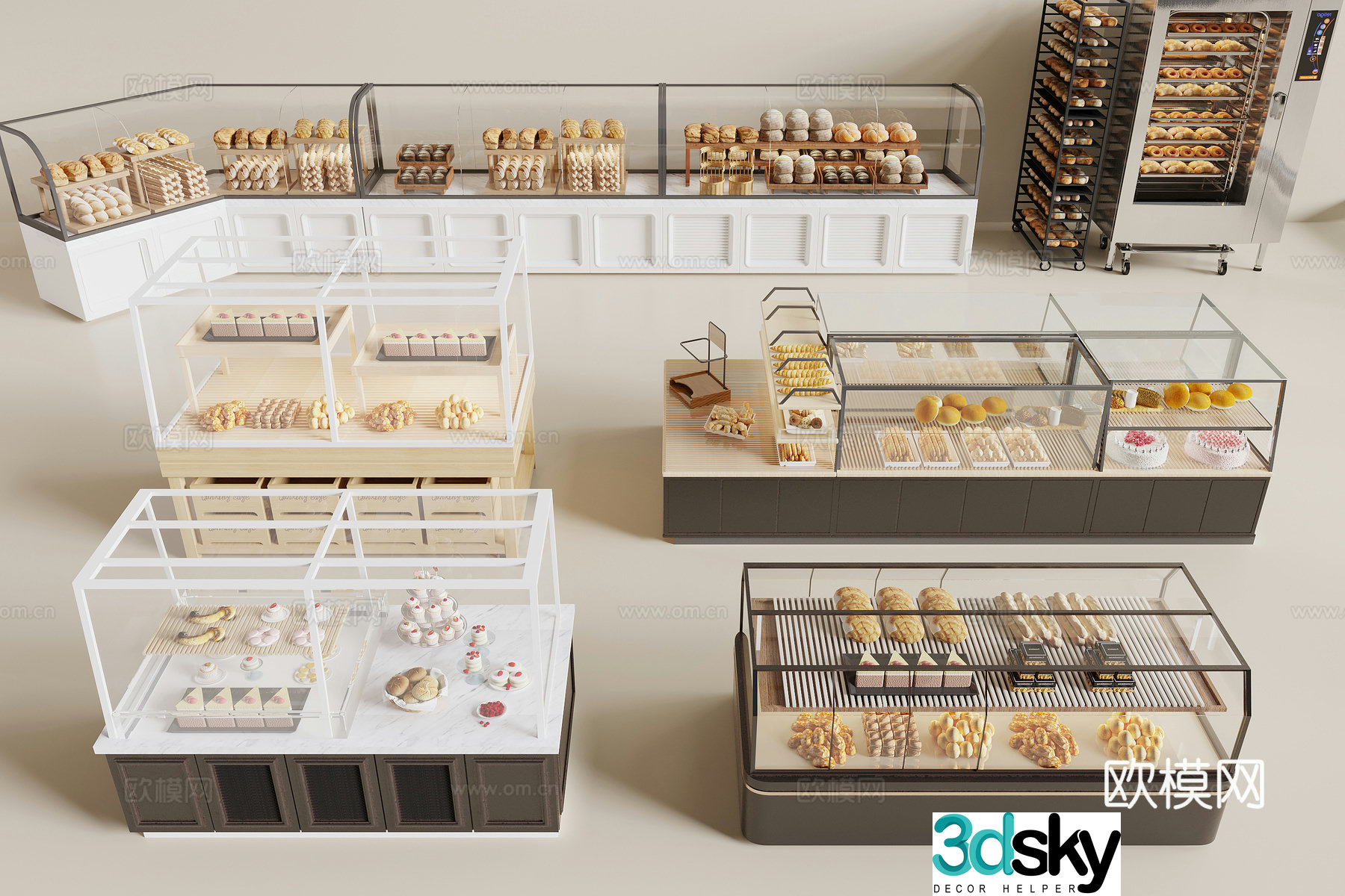 Modern bread cabinet display rack 3d model