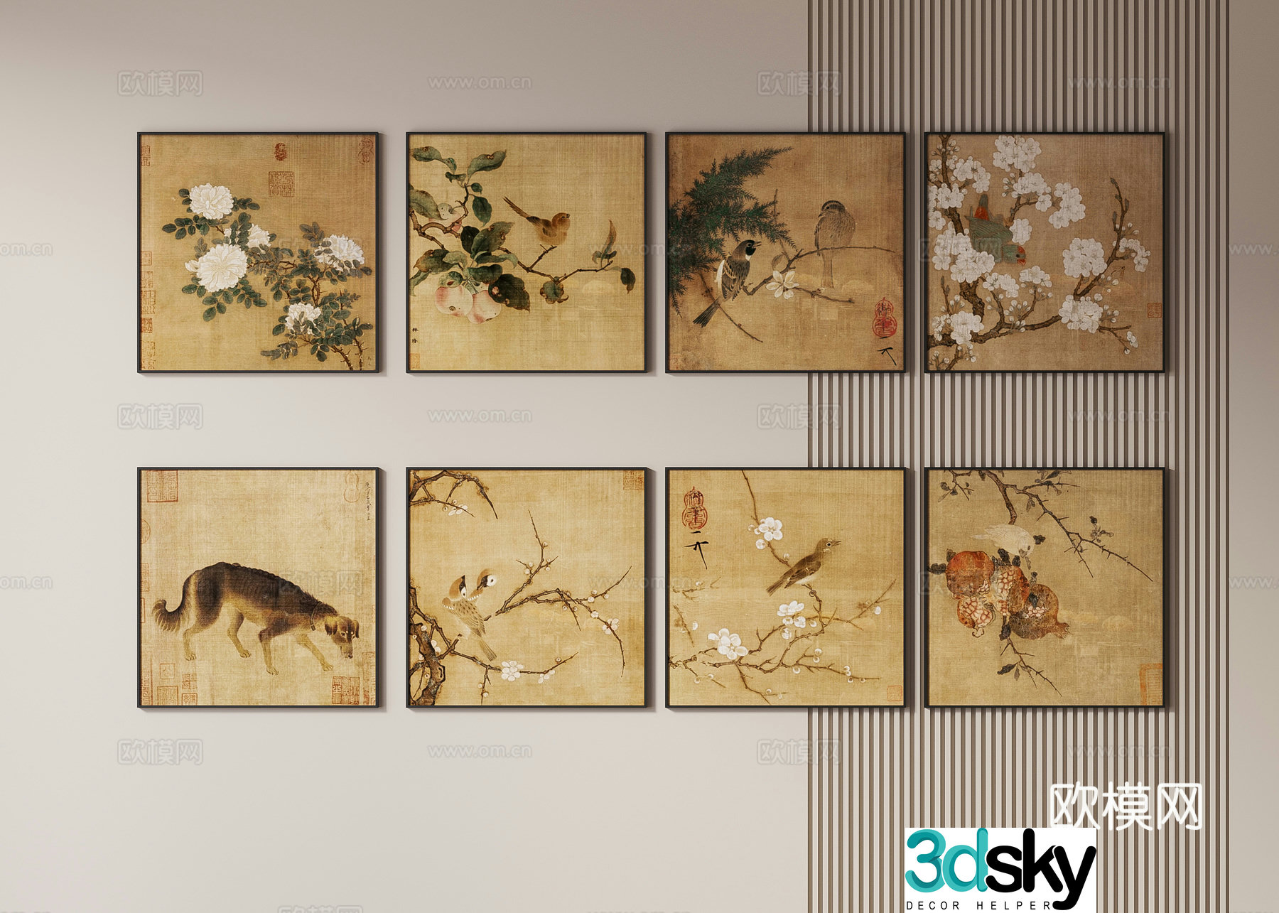 New Chinese style hanging paintings ancient paintings Zen hanging paintings 3D model