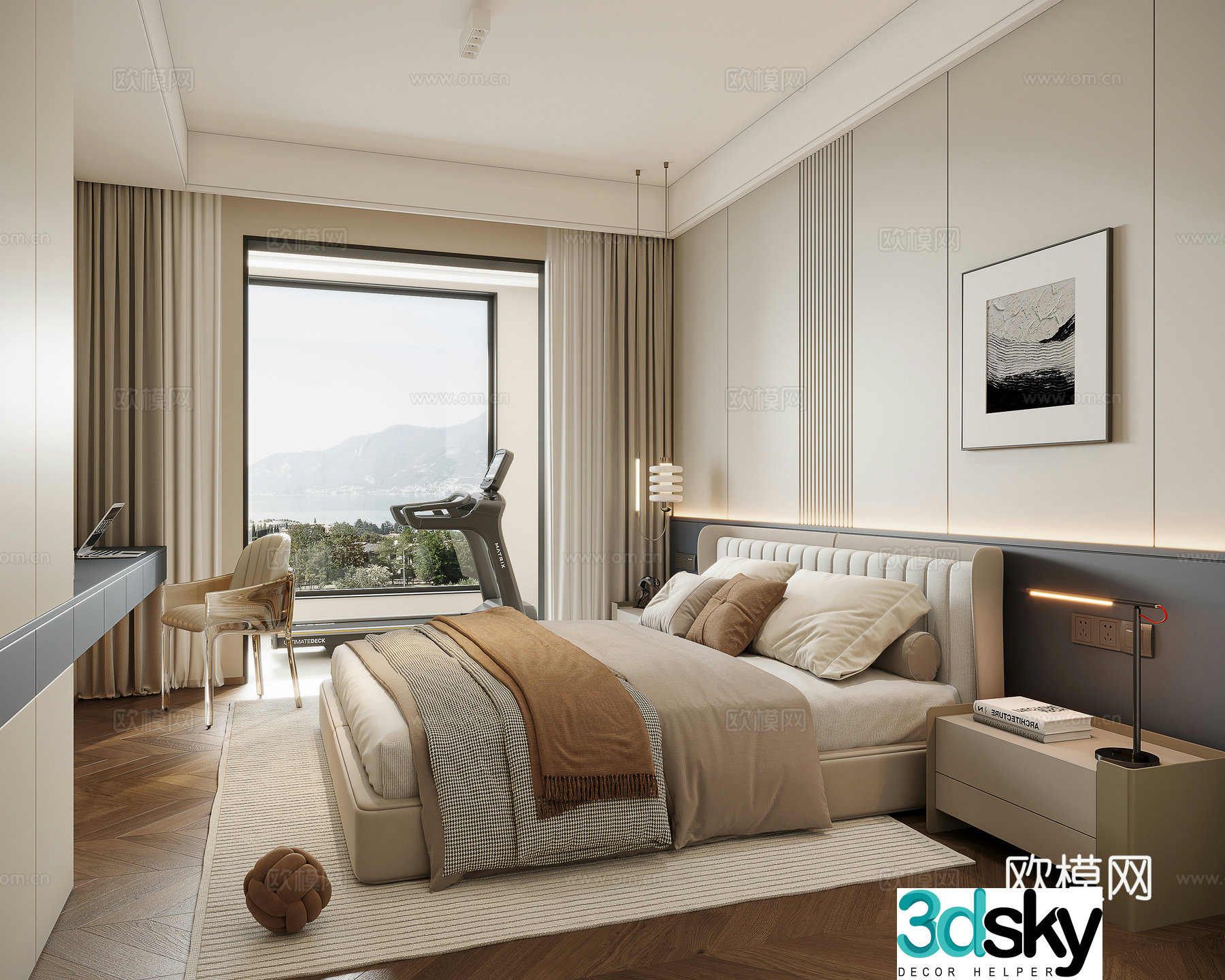 Creamy Bedroom Master Bedroom 3D Model