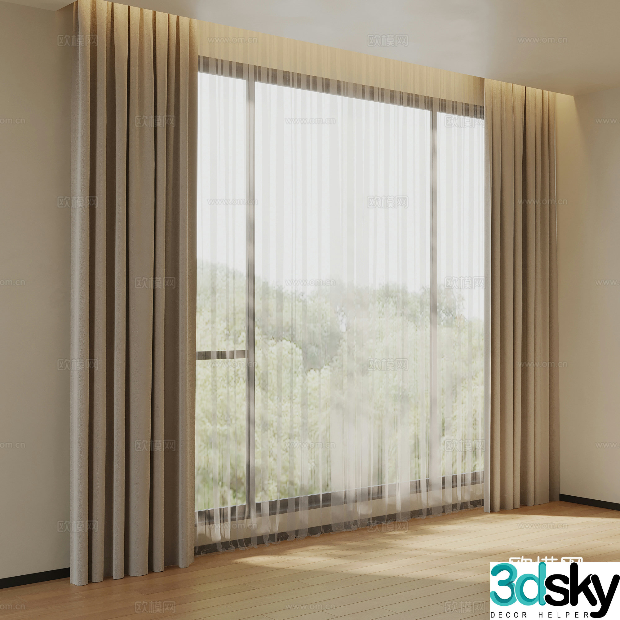 Modern curtains cloth curtains gauze curtains 3D model
