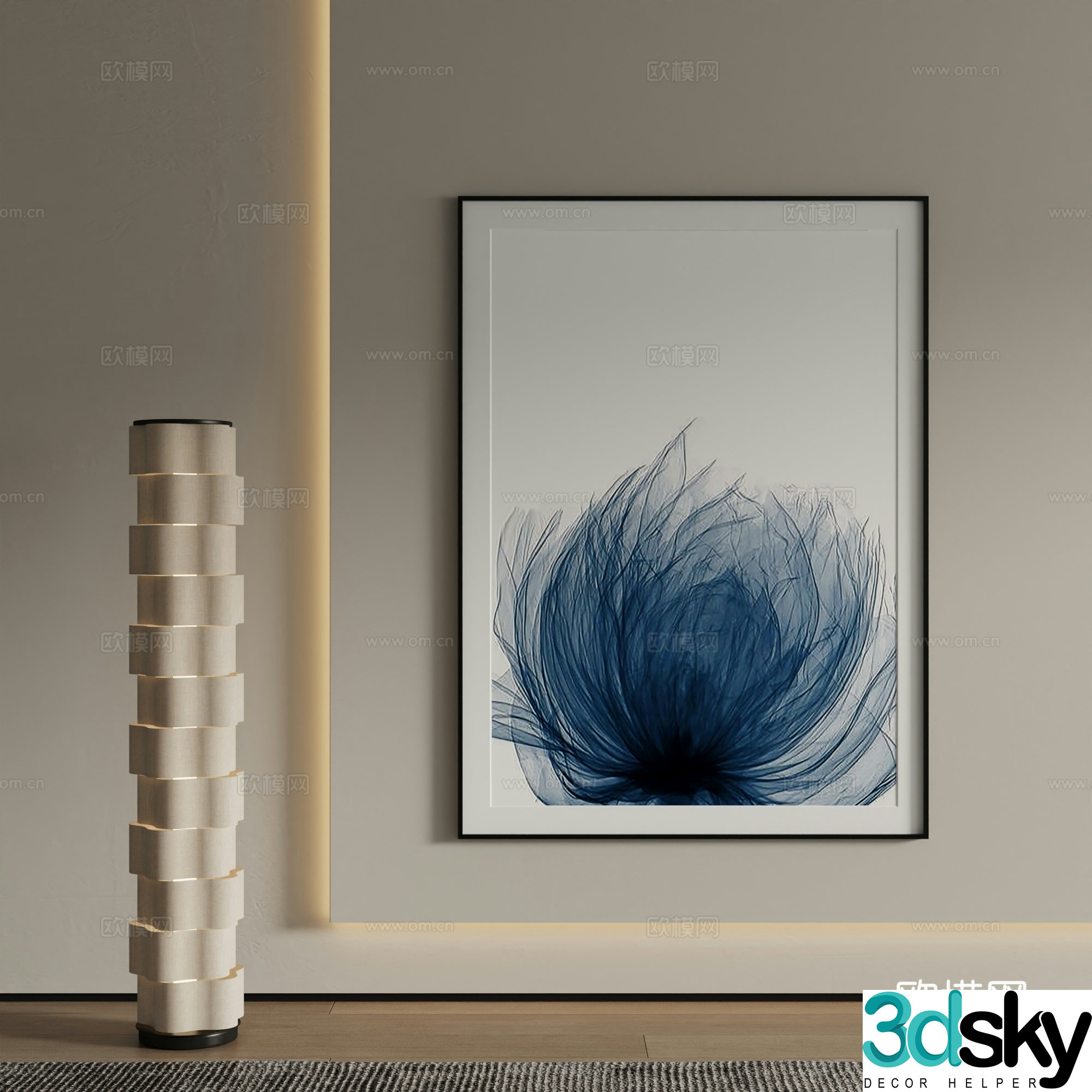 Modern decorative painting Flower hanging painting 3d model