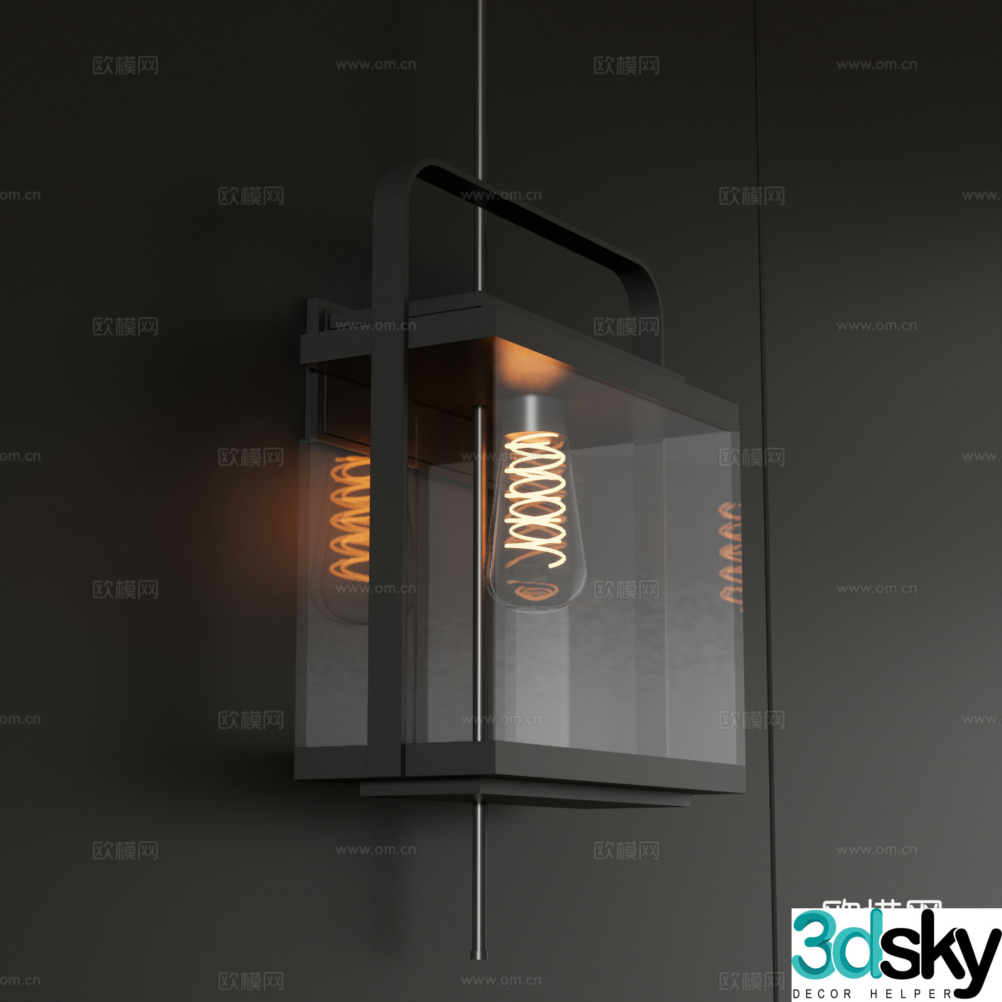 New Chinese style wall lamp glass wall lamp 3d model