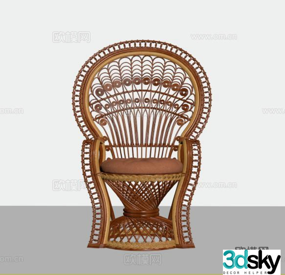 Rattan chair simple European chair leisure chair 3d model