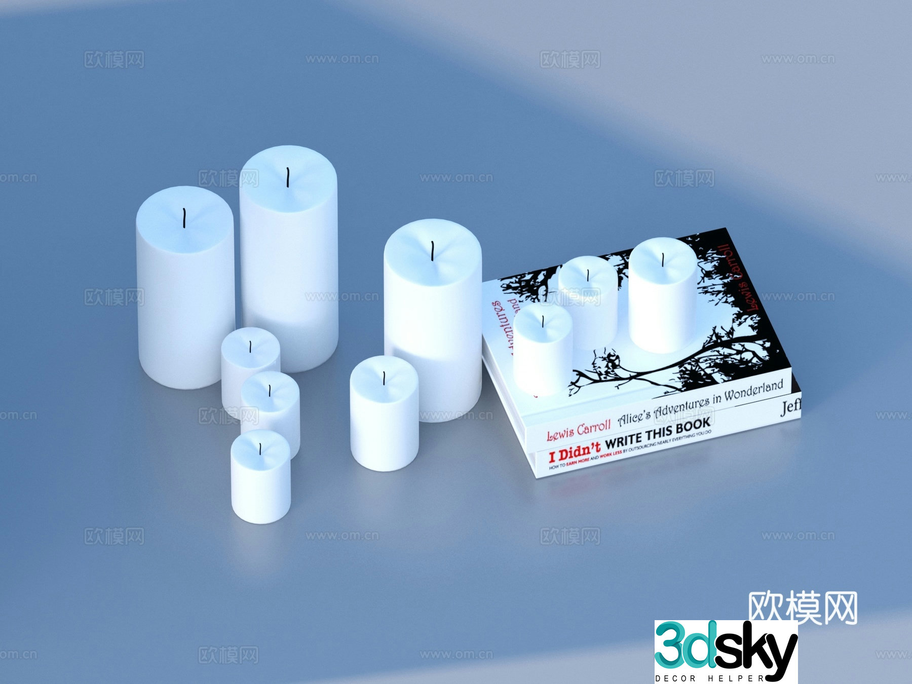 Candle Book Book Desktop Furniture 3D Model