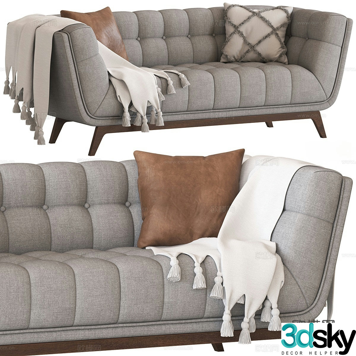 American double sofa 3d model