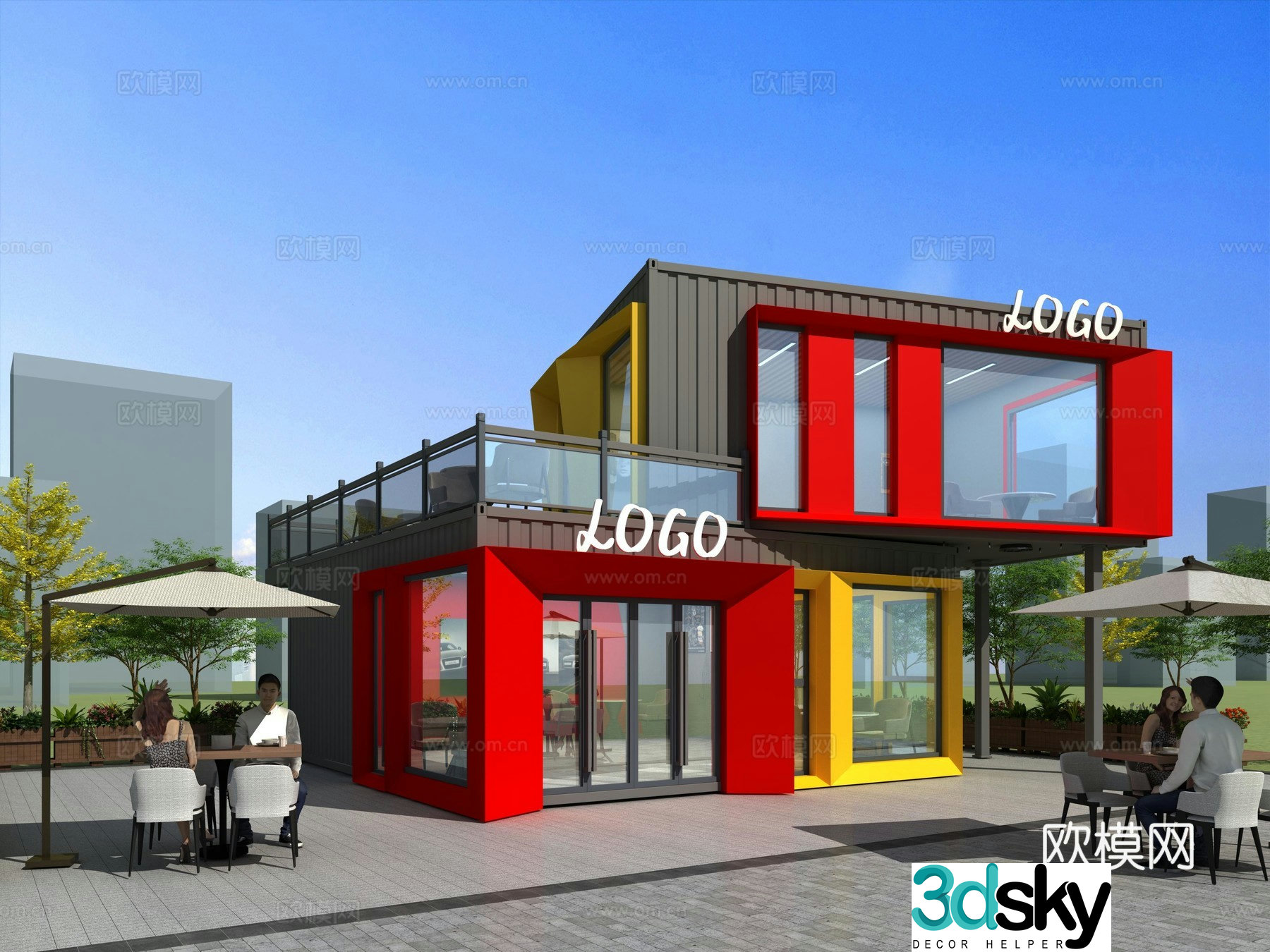 Container renovation characteristic marketing store outside 3D model