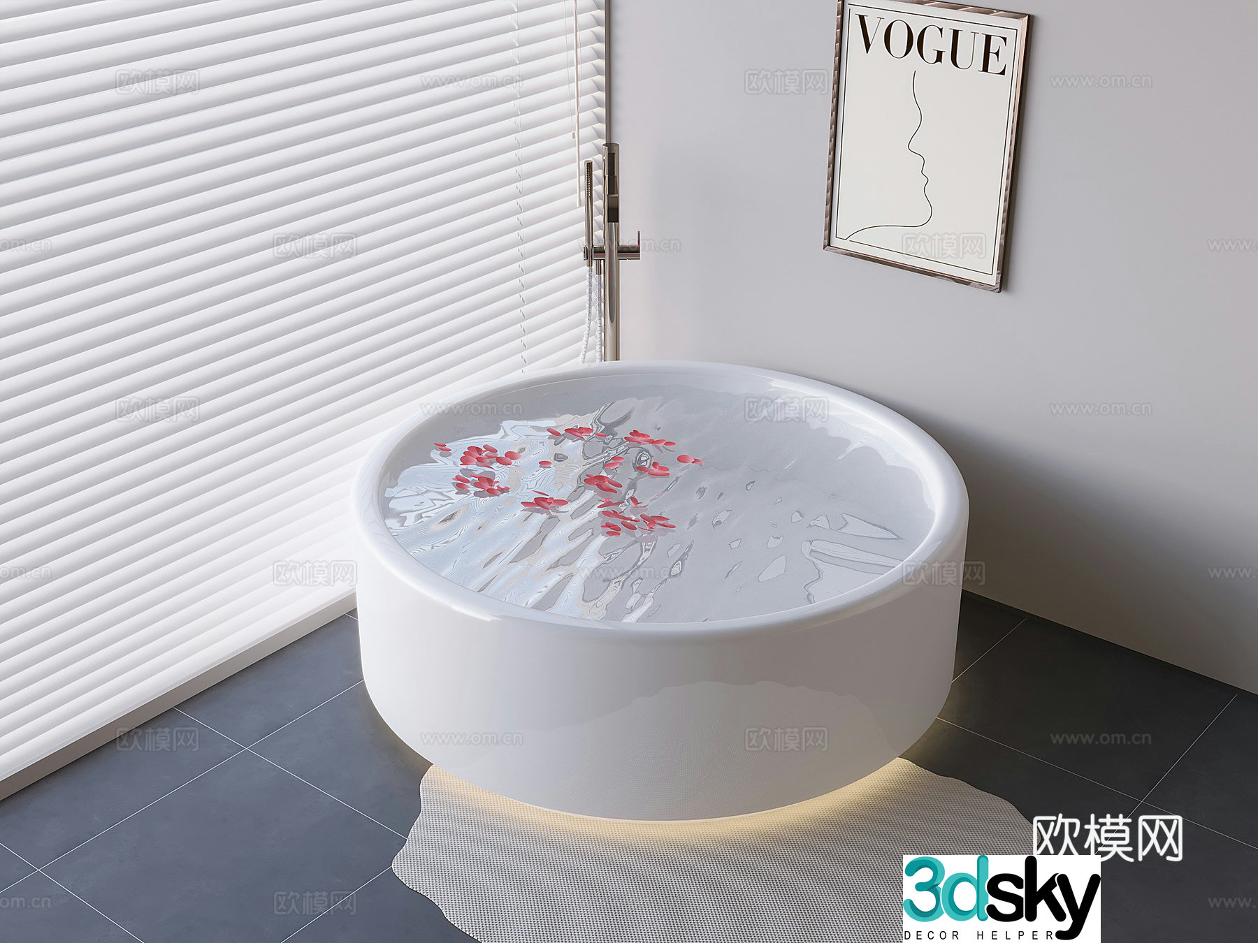 Acrylic round bathtub 3d model
