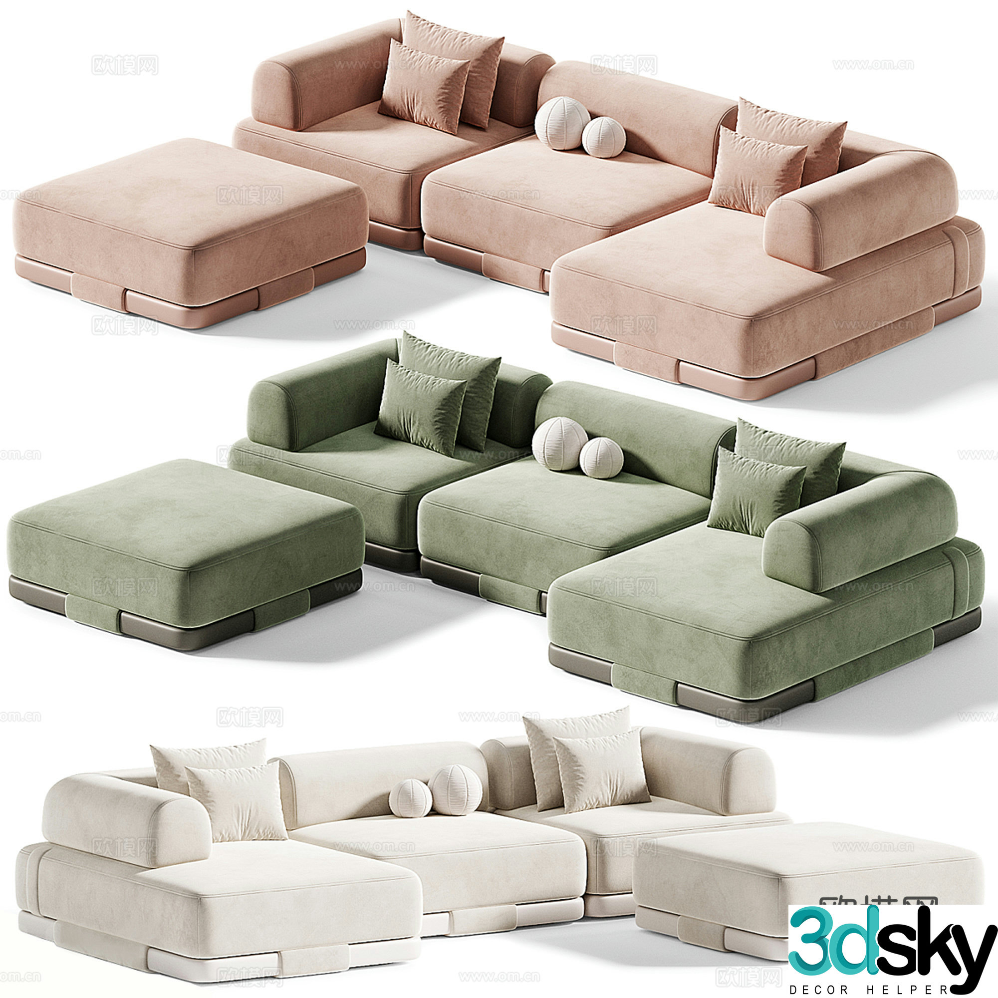 Modern multi-person sofa corner sofa 3d model