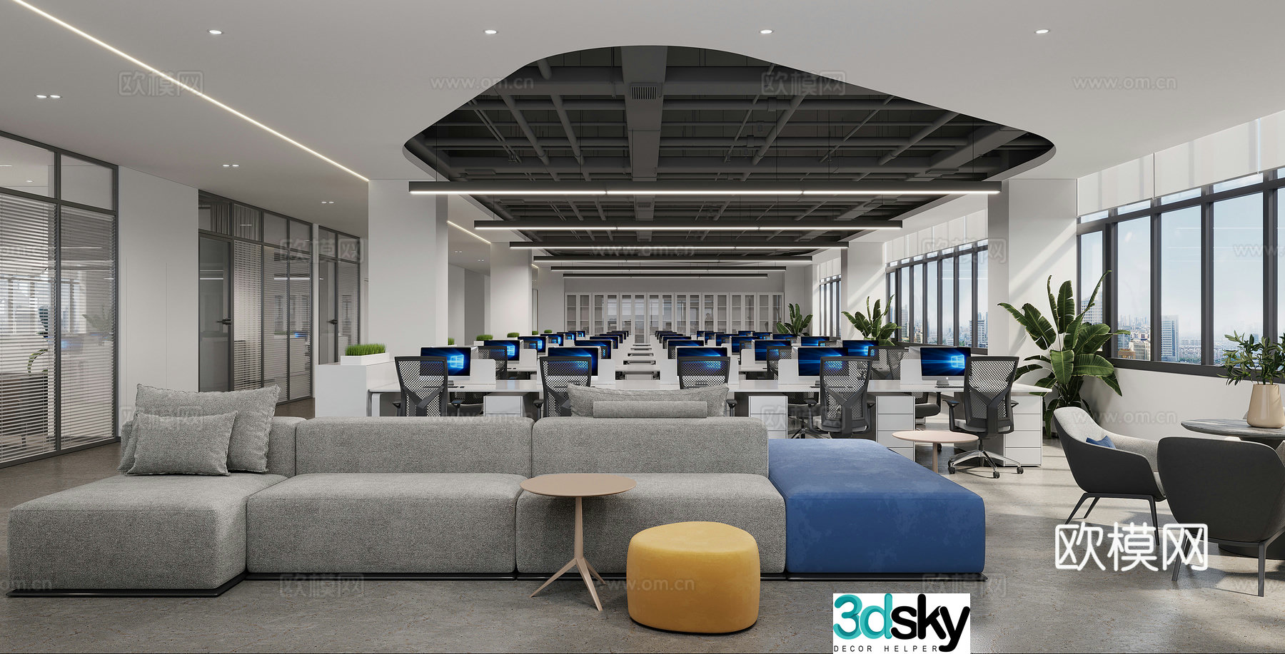 Modern open office area open office 3d model