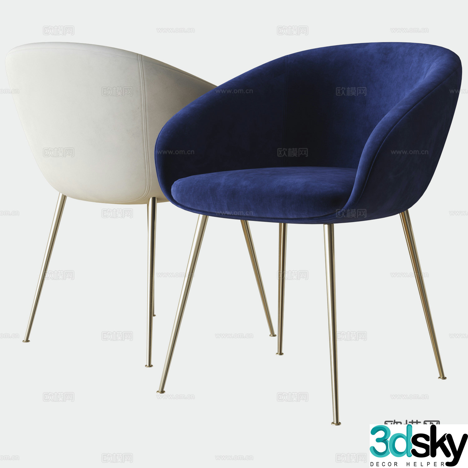 Modern single chair dining chair book chair chair 3d model
