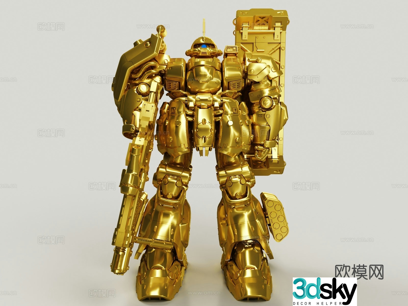 Gundam Zagu Mecha Warrior Golden Figure 3D Model