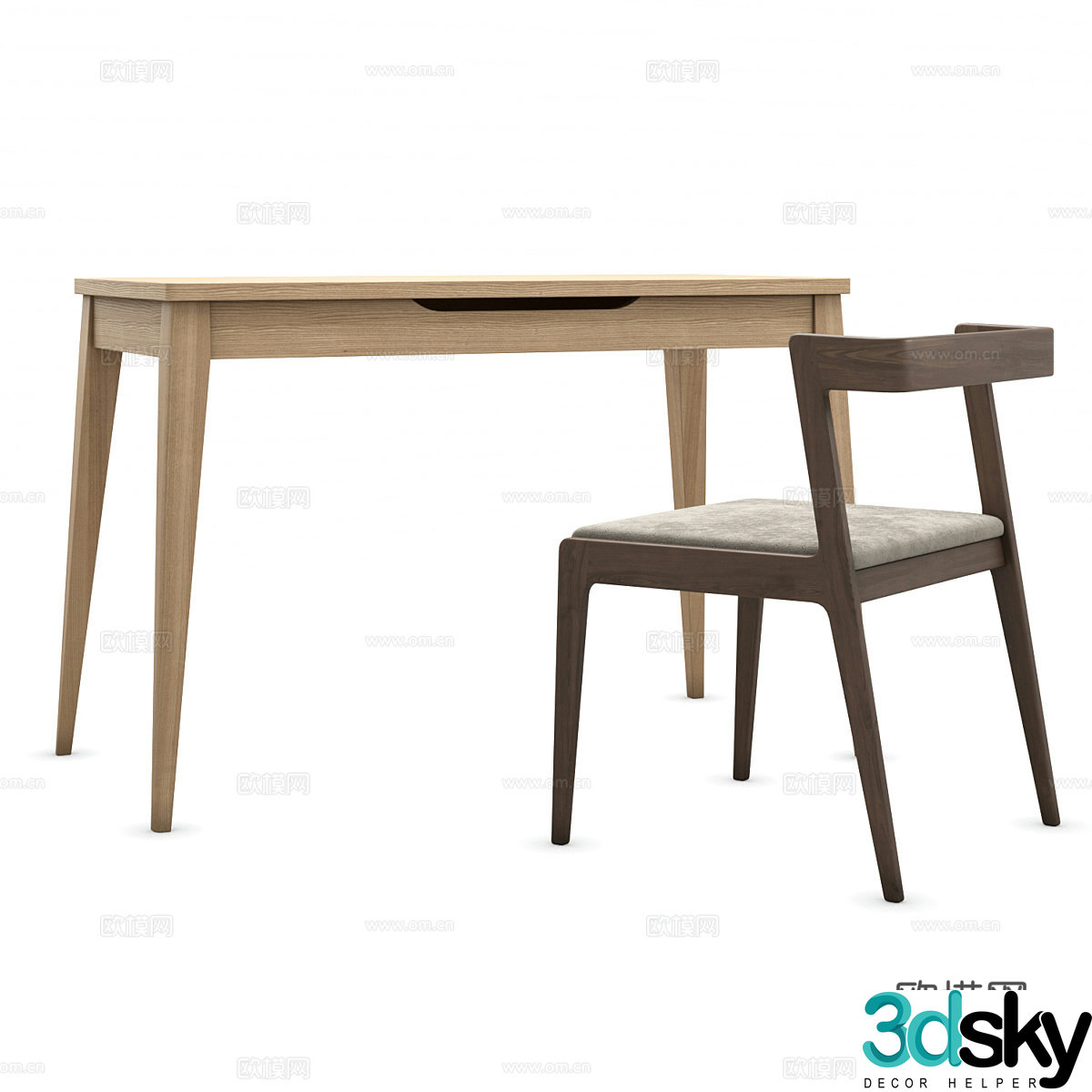 New Chinese style desk and chair 3D model