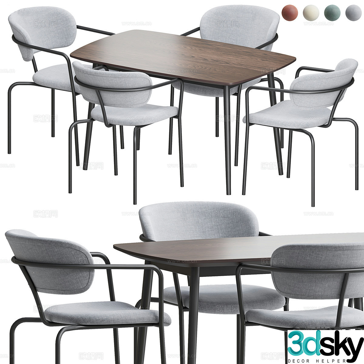 New Chinese style leisure table and chair negotiation table and chair 3D model