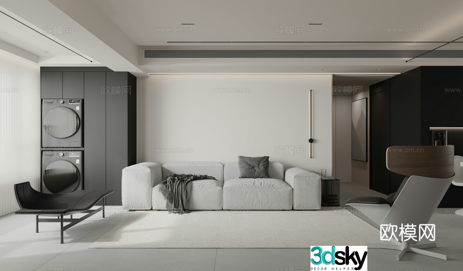 Modern minimalist living room 3d model