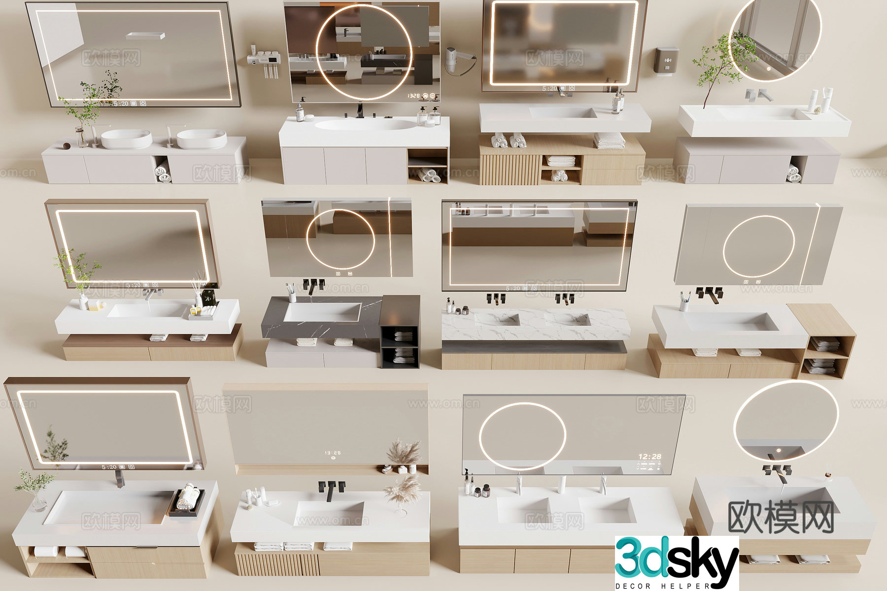 Modern bathroom cabinet sink 3d model