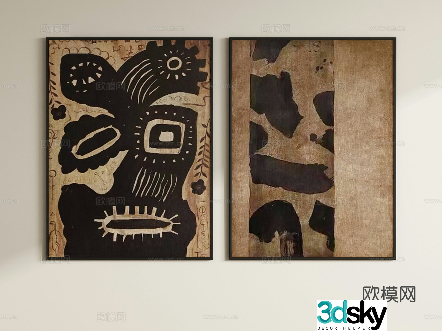Middle-aged style decorative paintings hanging paintings retro hanging paintings 3D model