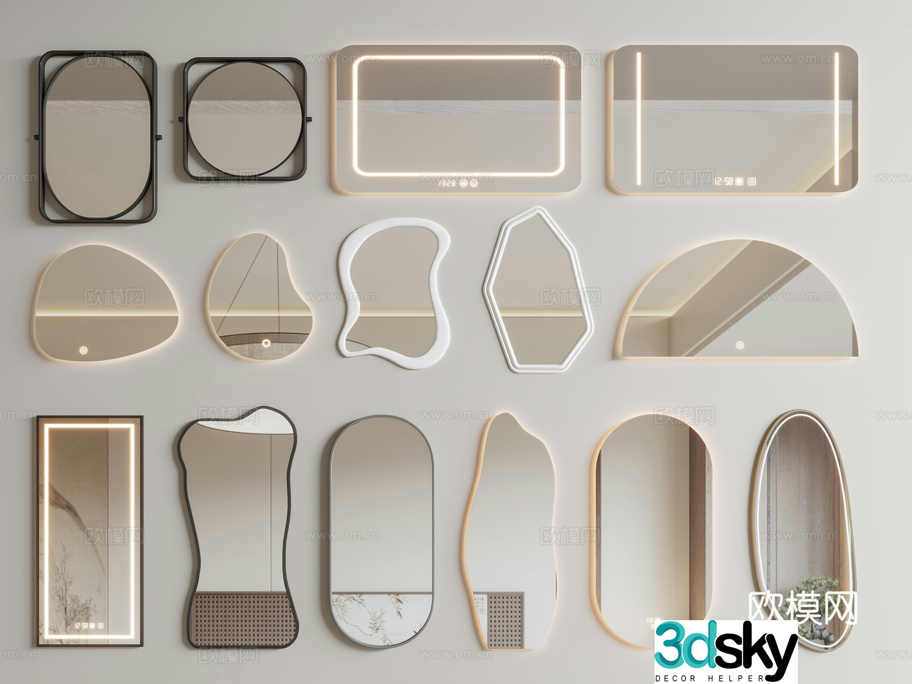 Modern mirror hanging mirror decorative mirror 3d model