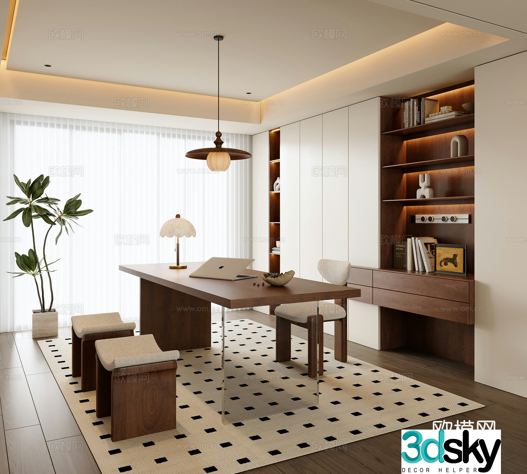 Middle-aged study room 3D model