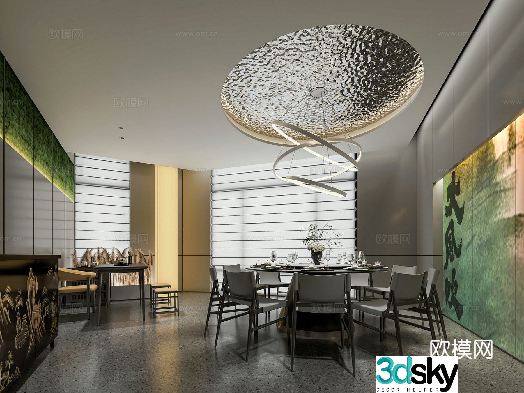 Modern dining room private room 3d model
