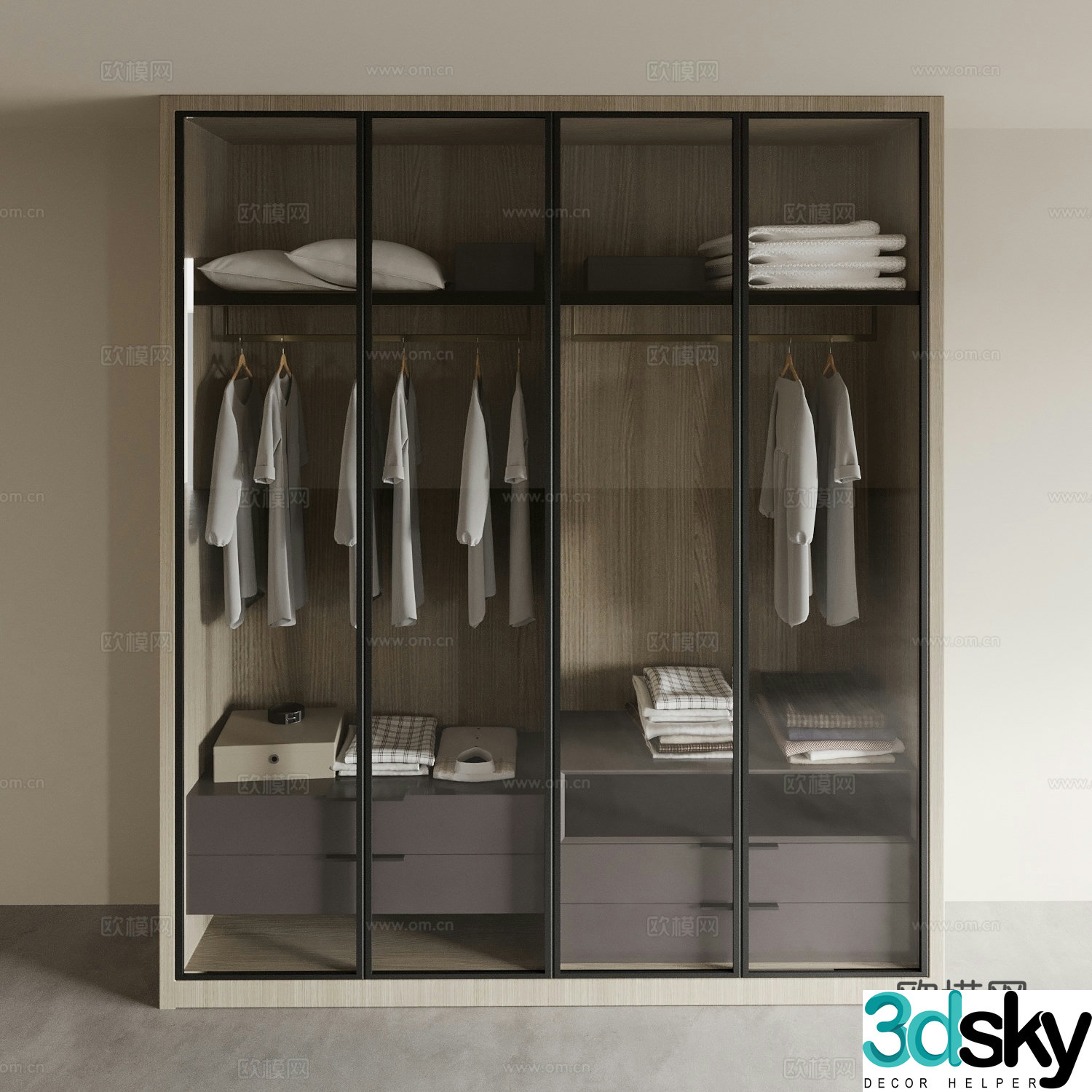 Modern glass wardrobe 3d model