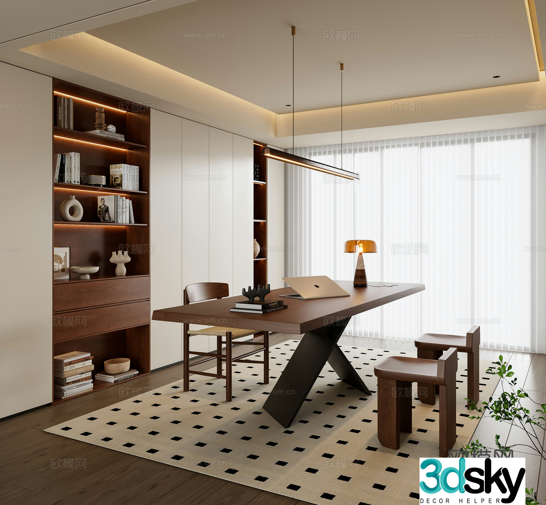 Middle-aged study room 3D model