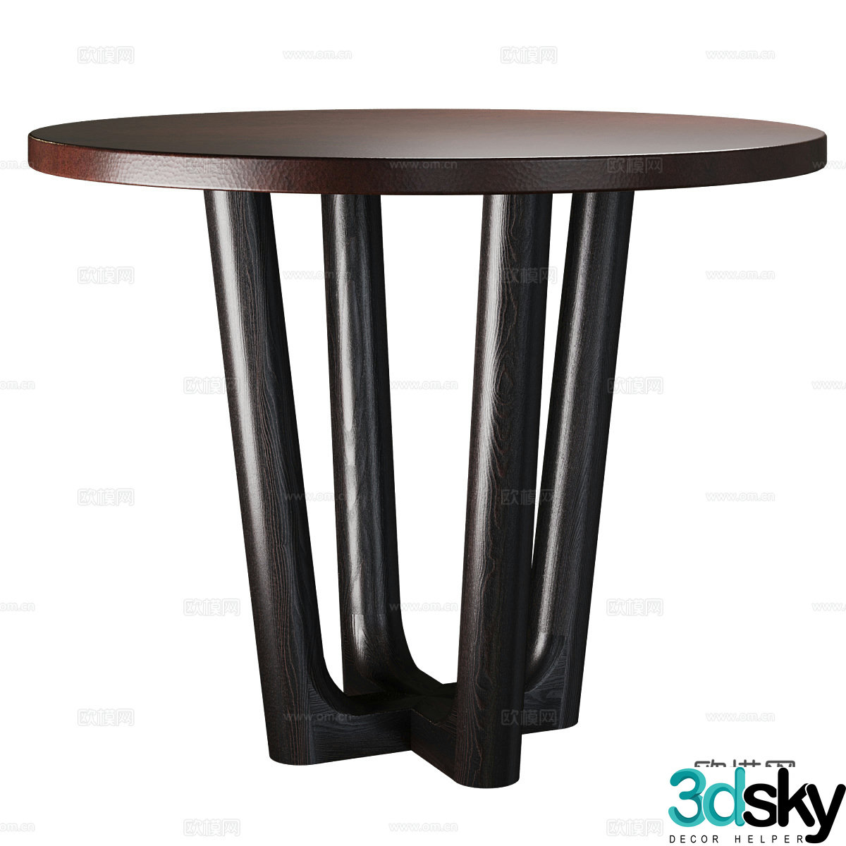 Nordic simple wooden corner table side table round table 3D model
