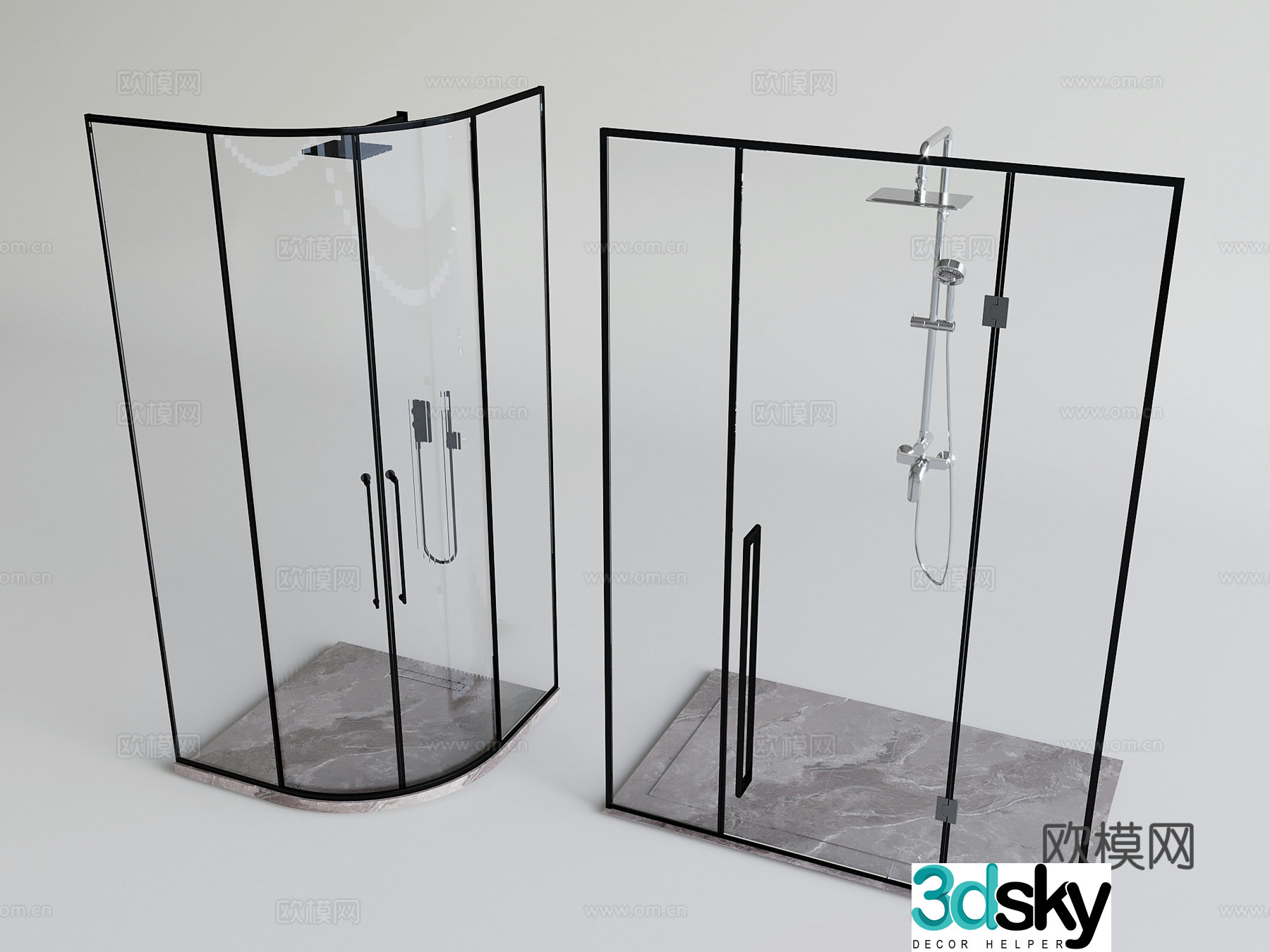 Glass shower room shower room 3d model