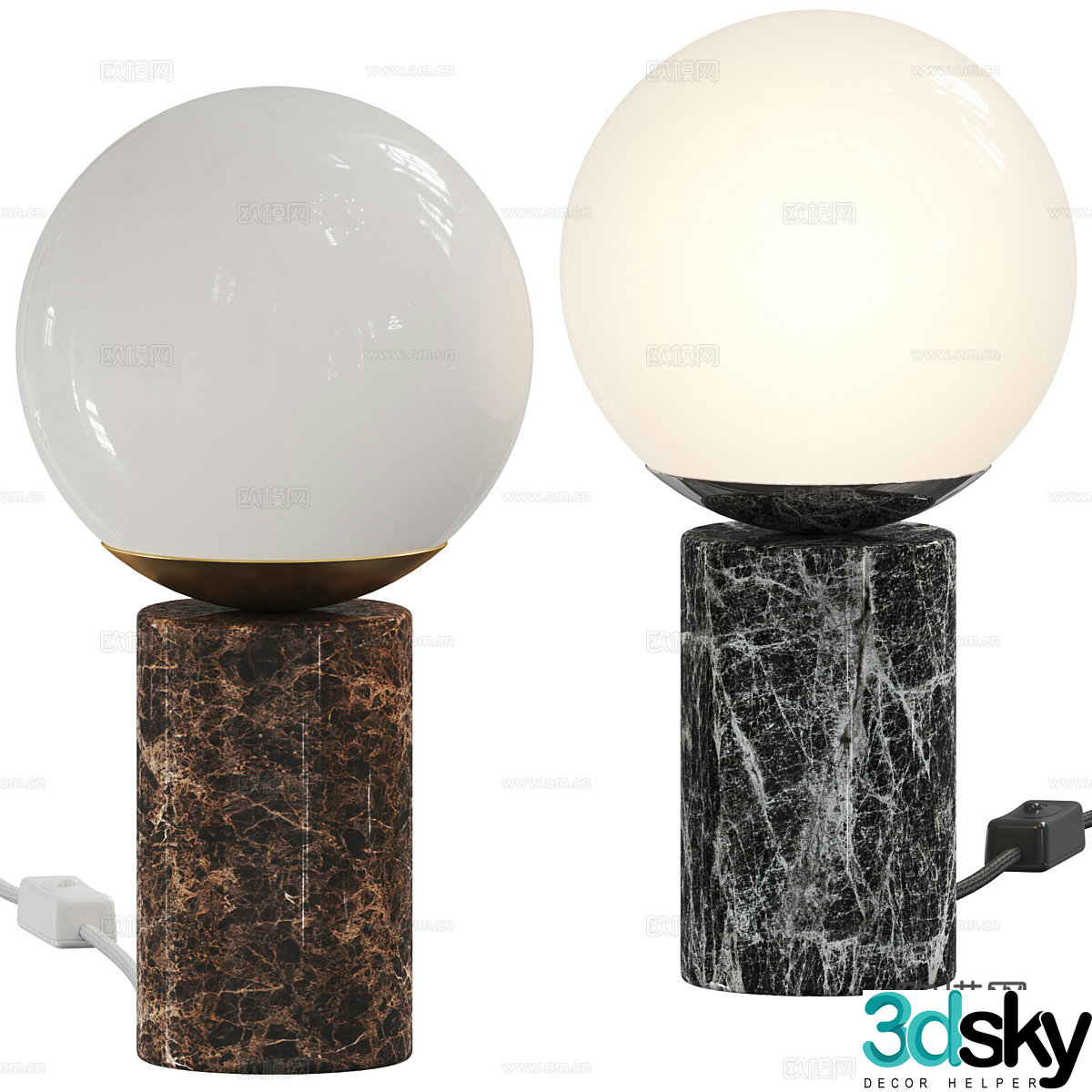 Modern ball table lamp 3d model