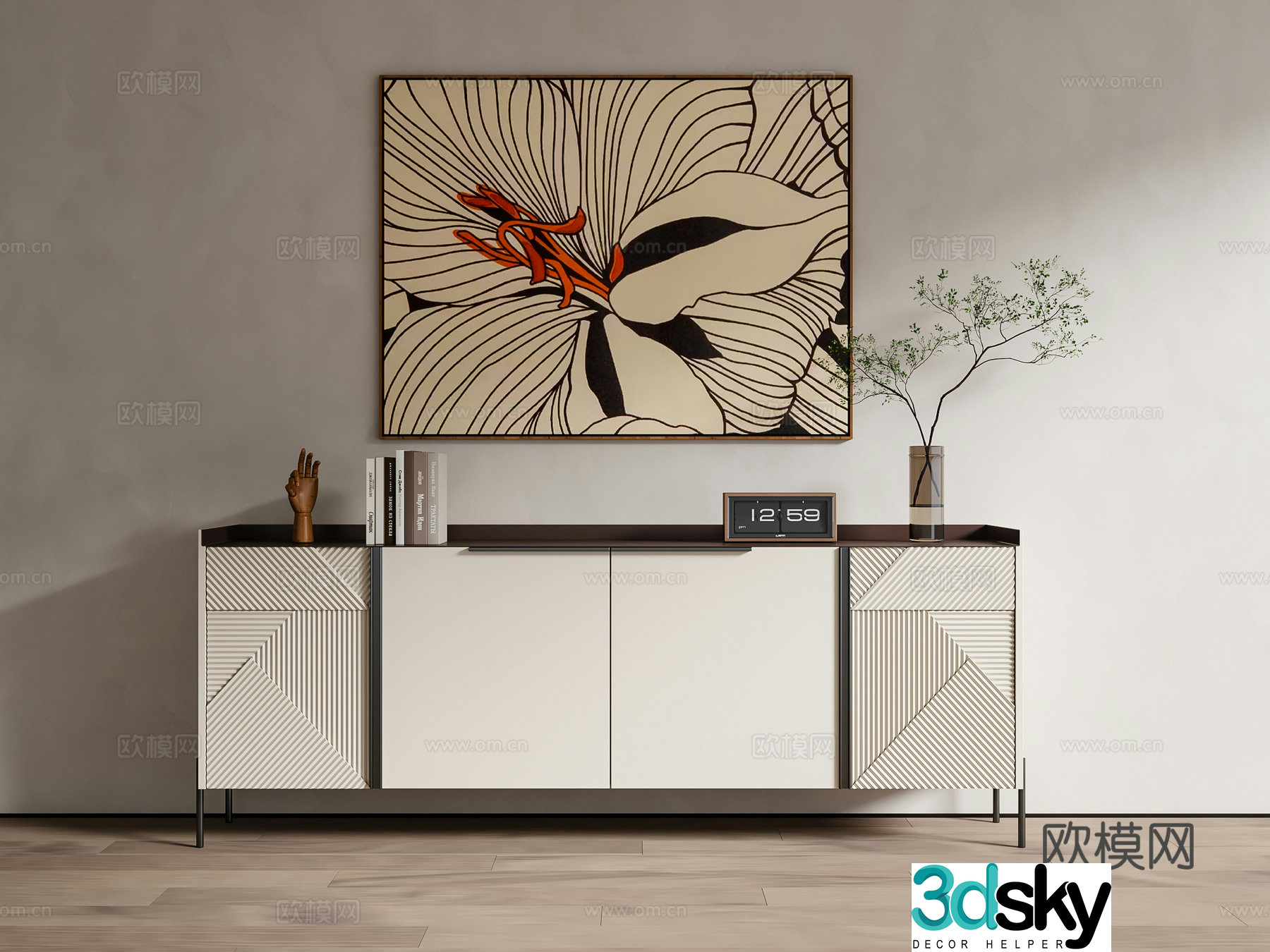Modern entrance cabinet end view cabinet side cabinet 3D model